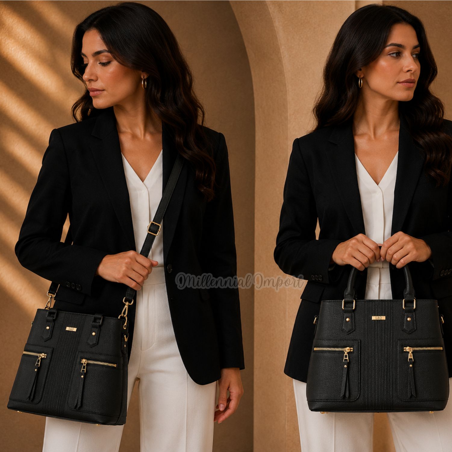 CARTERA BOLSO MILLENNIAL ELEGANTE MUJER INCLUYE CORREA REGULABLE COLOR NEGRO - 4