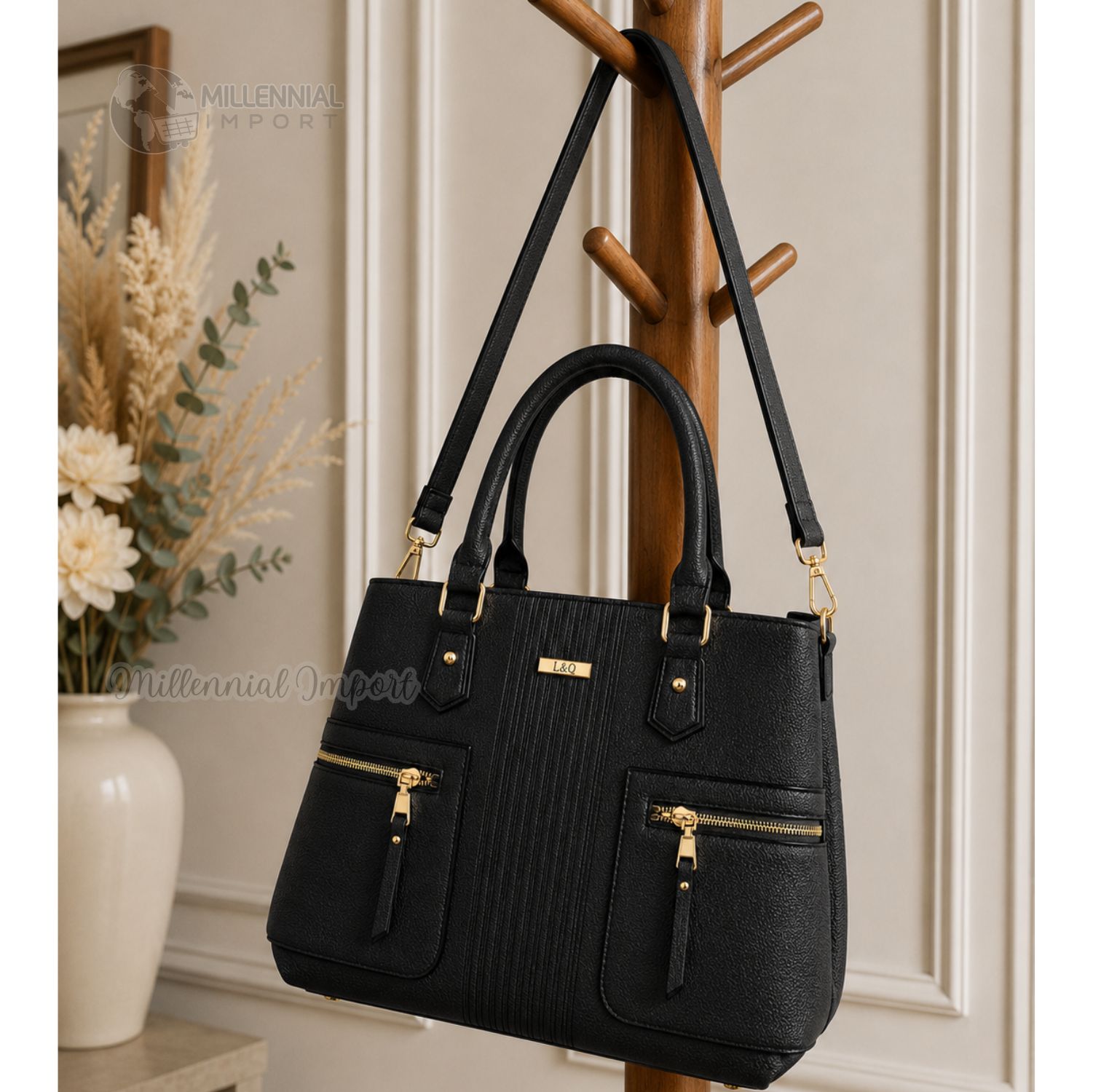 CARTERA BOLSO MILLENNIAL ELEGANTE MUJER INCLUYE CORREA REGULABLE COLOR NEGRO - 5