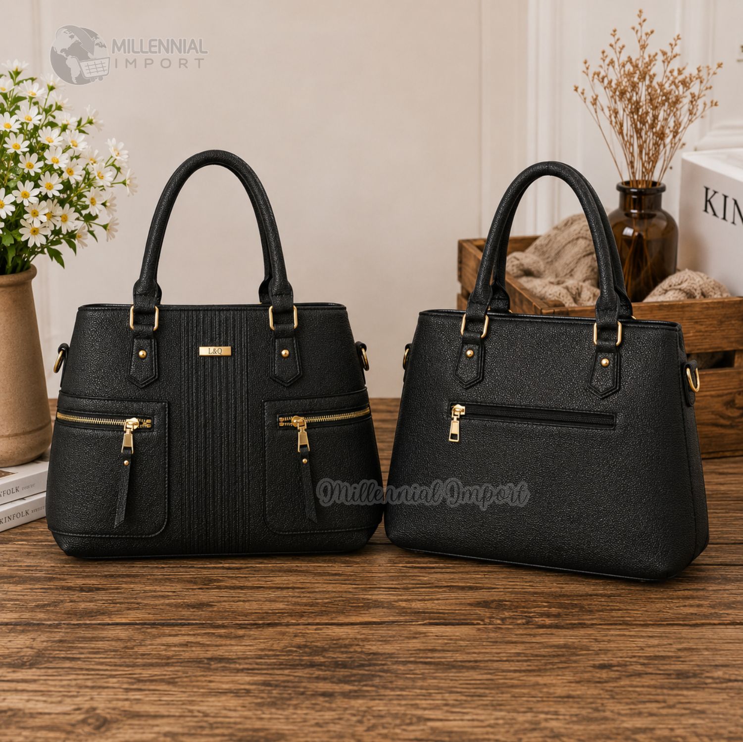 CARTERA BOLSO MILLENNIAL ELEGANTE MUJER INCLUYE CORREA REGULABLE COLOR NEGRO - 6