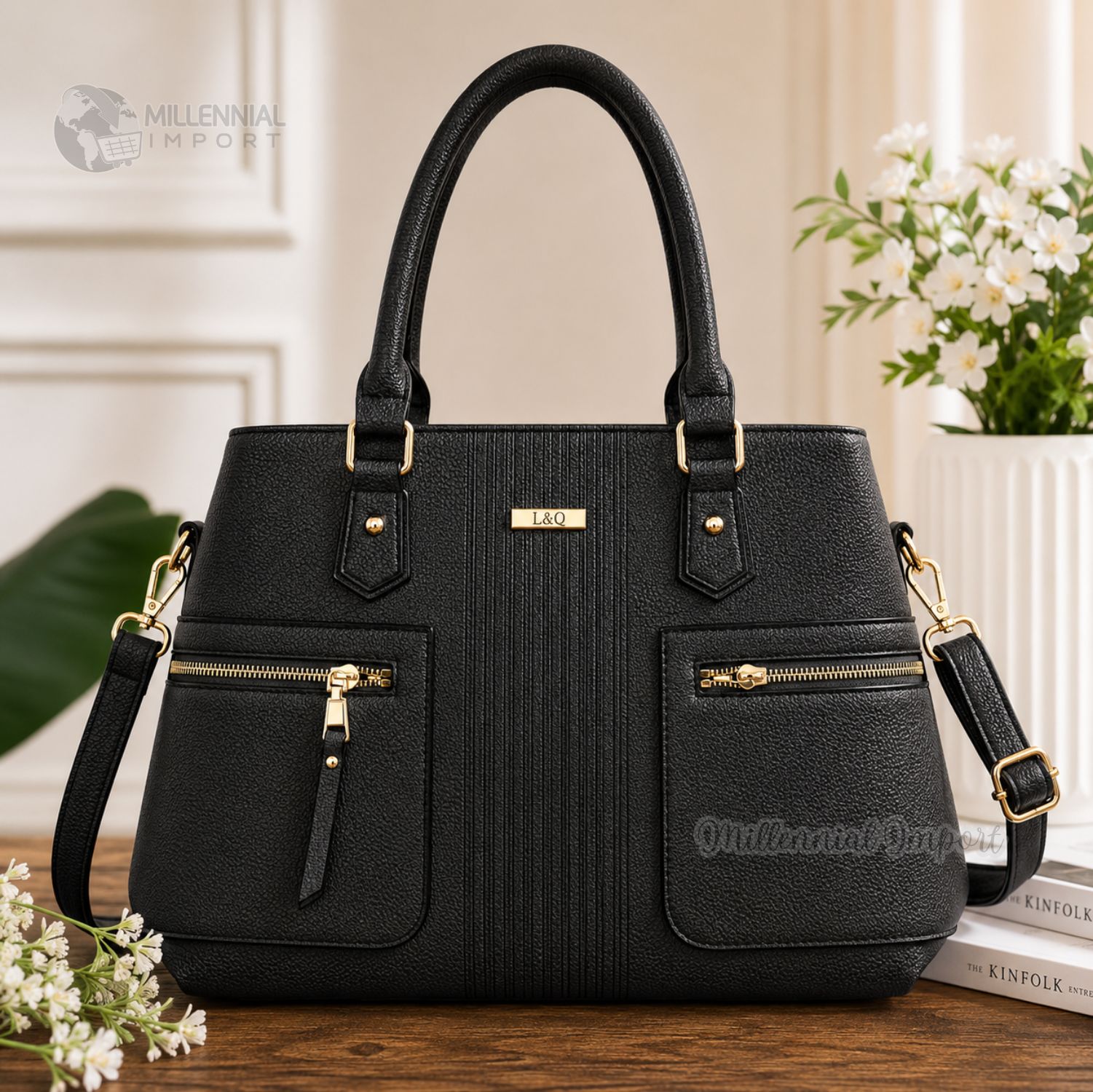 CARTERA BOLSO MILLENNIAL ELEGANTE MUJER INCLUYE CORREA REGULABLE COLOR NEGRO - 9