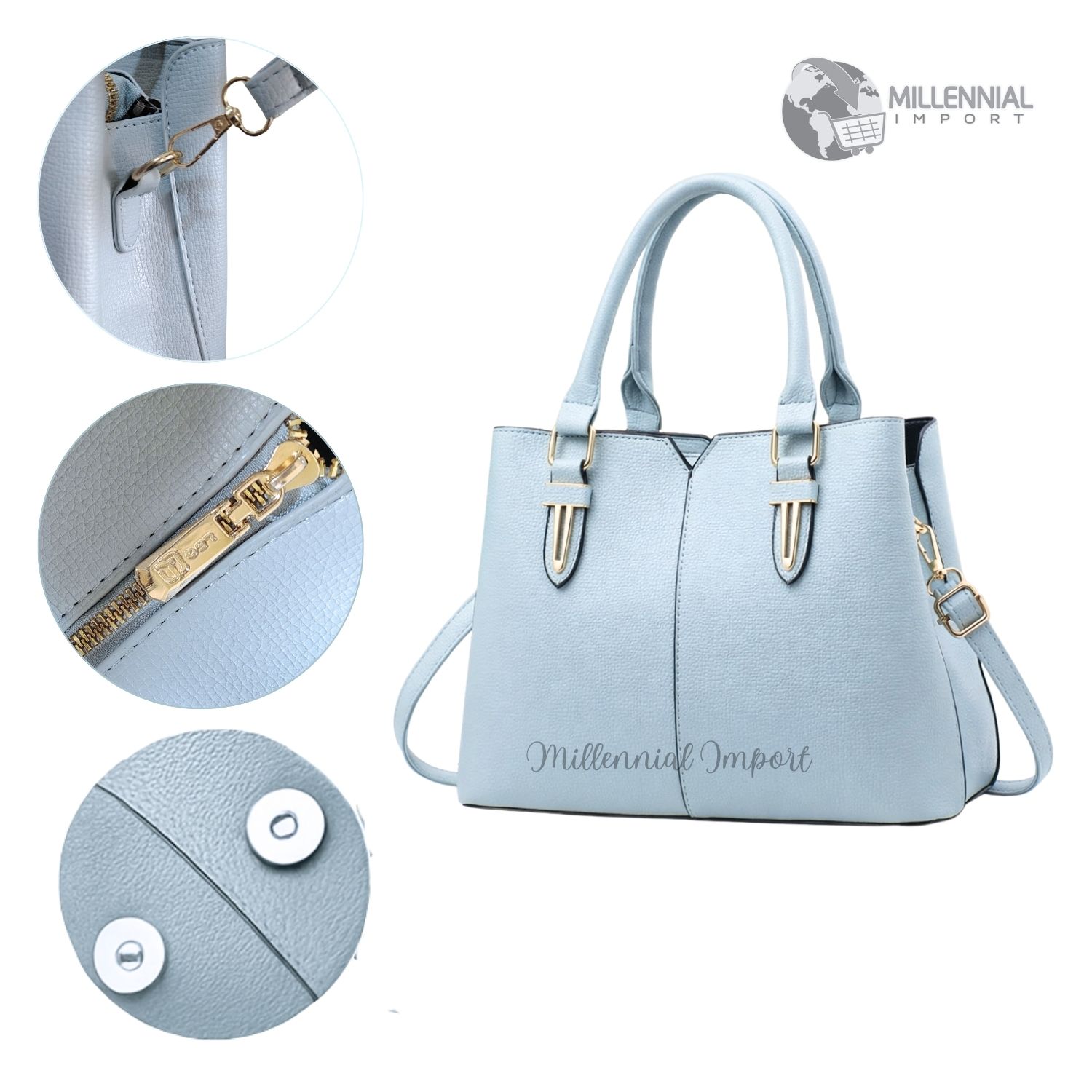 CARTERA ELEGANTE MUJER CON 3 DIVISIONES INCLUYE BILLETERA COLOR ROSA - 8