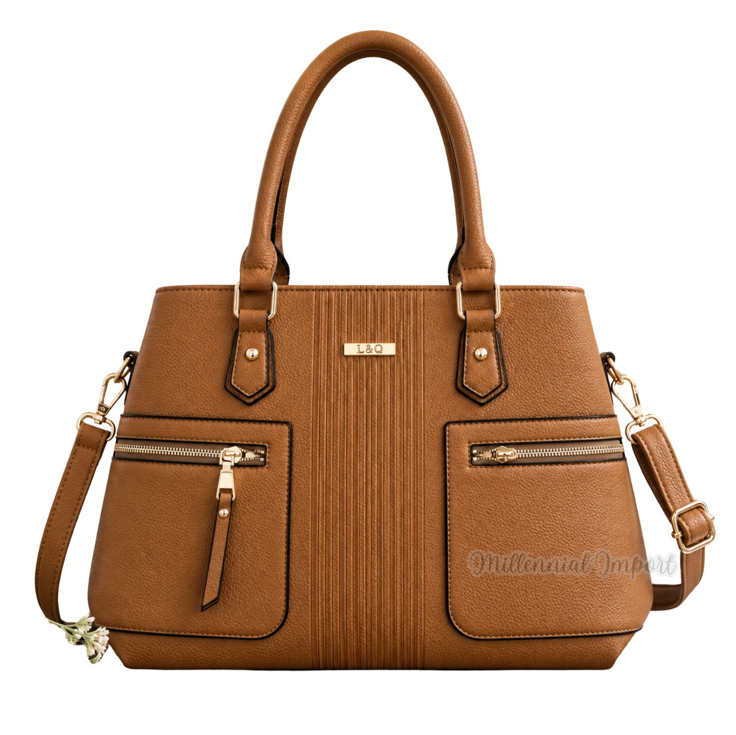 BOLSO DE MANO HOMBRO MUJER ELEGANTE CON 2 COMPARTIMIENTOS COLOR CAMEL - 1