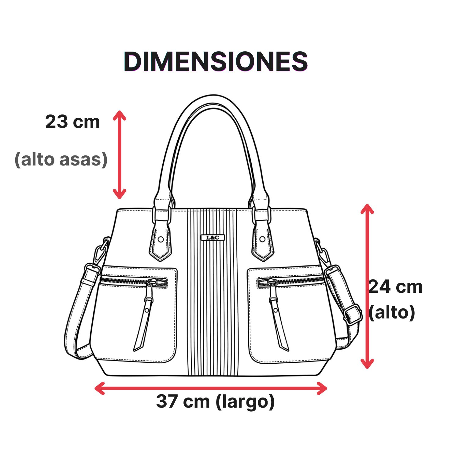 CARTERA DE MANO HOMBRO MUJER CUERO PU ELEGANTE Y AMPLIA CON CORREA REGULABLE COLOR GRIS - 9