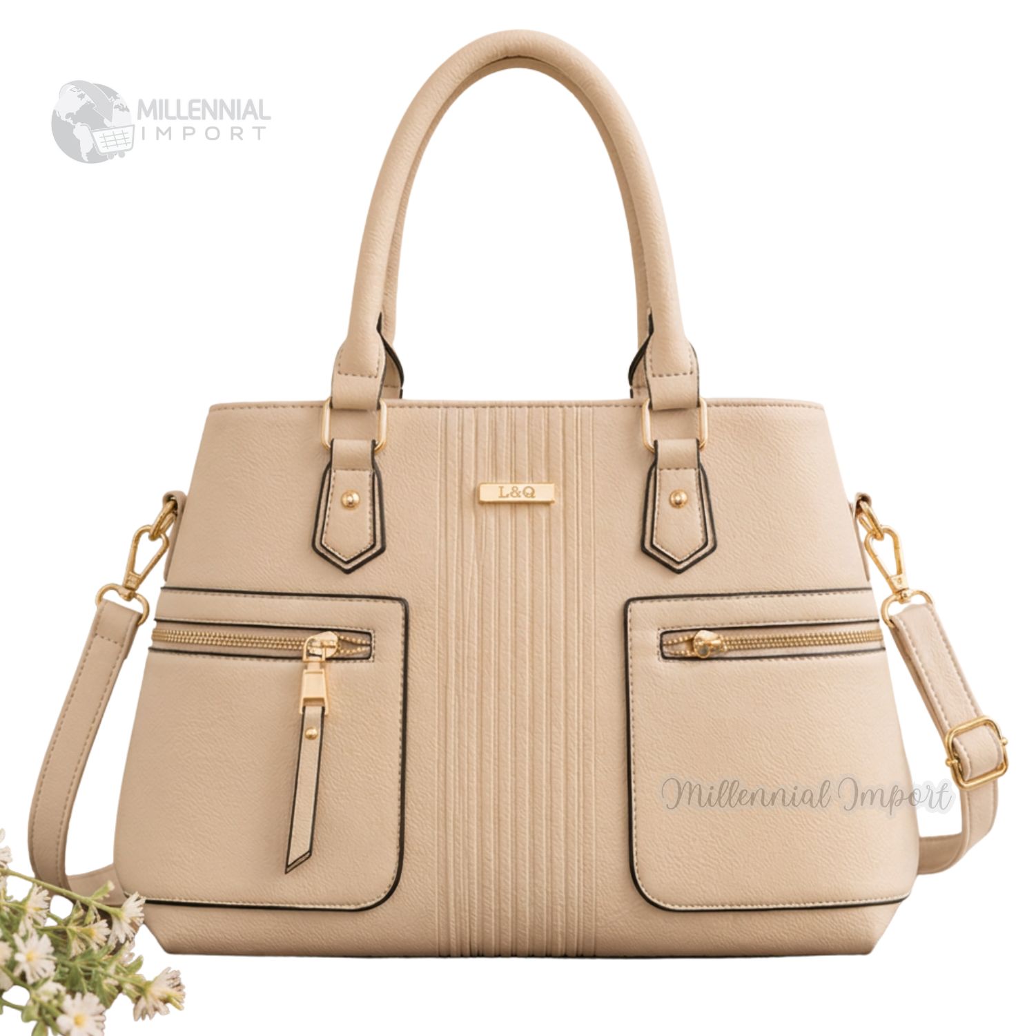 CARTERA MILLENNIAL ELEGANTE DE MANO HOMBRO PARA MUJER COLOR BEIGE - 1