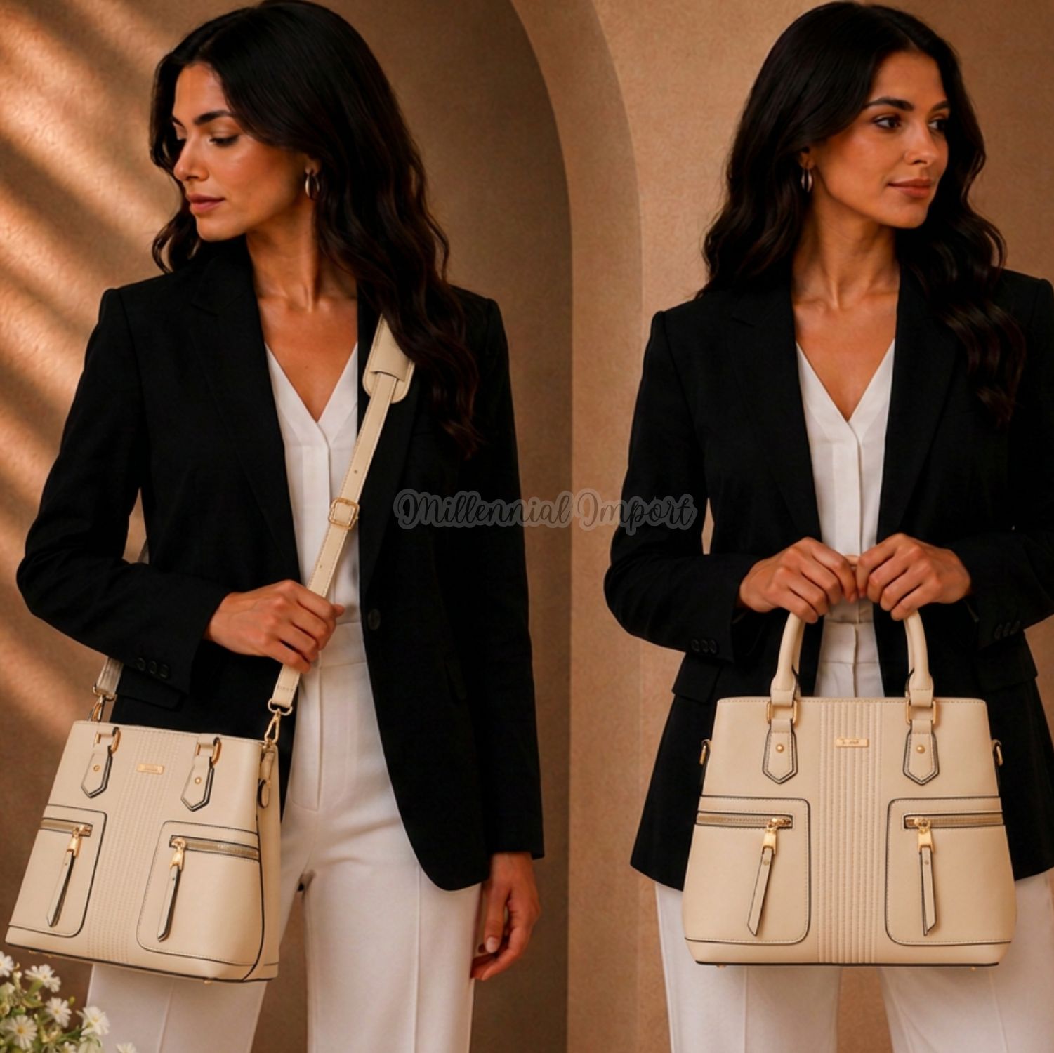 CARTERA MILLENNIAL ELEGANTE DE MANO HOMBRO PARA MUJER COLOR BEIGE - 5