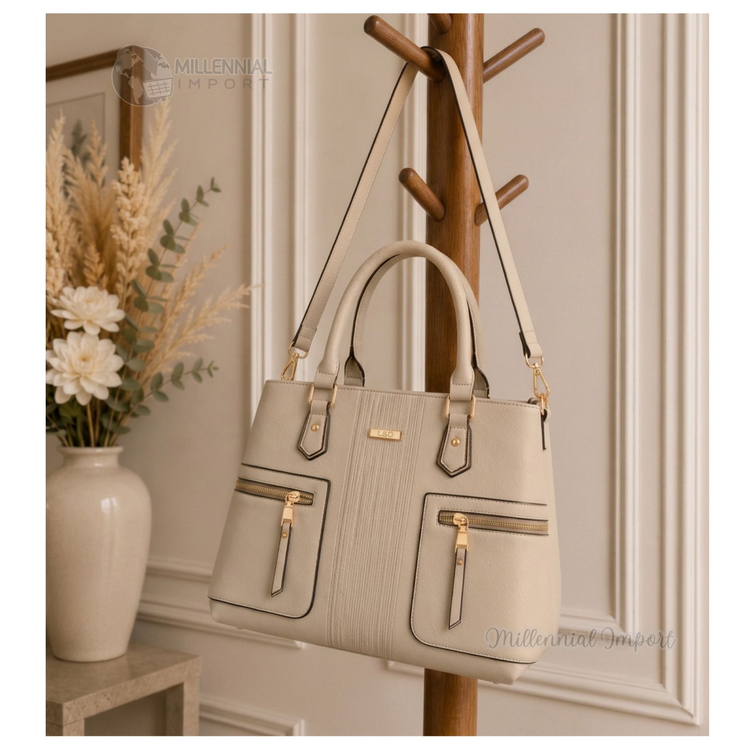CARTERA MILLENNIAL ELEGANTE DE MANO HOMBRO PARA MUJER COLOR BEIGE - 7