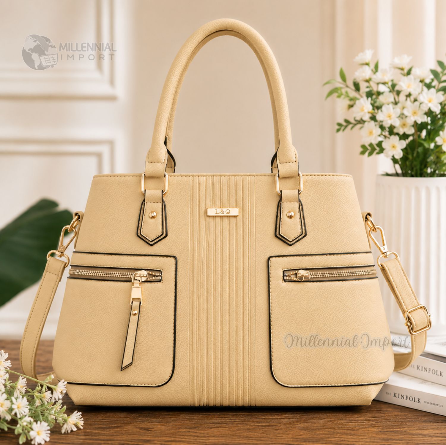 CARTERA MILLENNIAL ELEGANTE DE MANO HOMBRO PARA MUJER COLOR BEIGE - 9