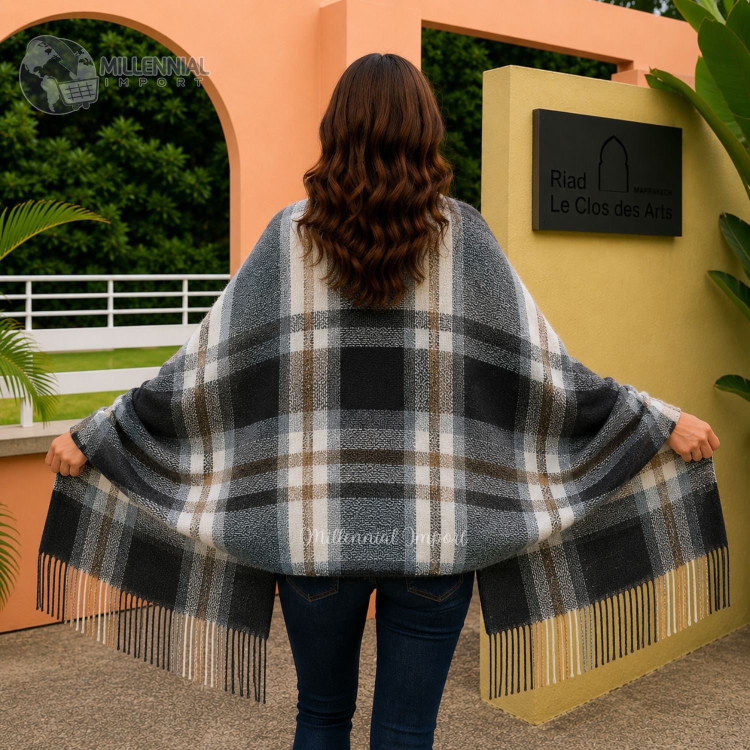 BUFANDA ELEGANTE CHALINA SUAVE ABRIGO DE INVIERNO ESTILO MODERNO NEGRO - 4