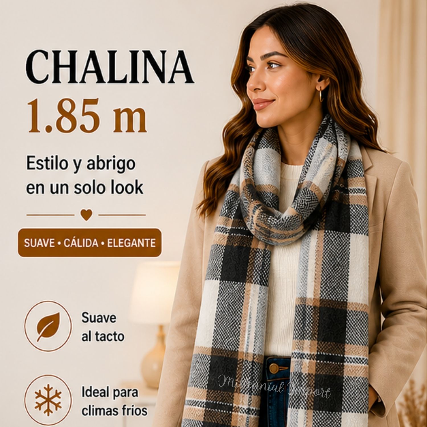 BUFANDA ELEGANTE CHALINA SUAVE ABRIGO DE INVIERNO ESTILO MODERNO NEGRO - 9