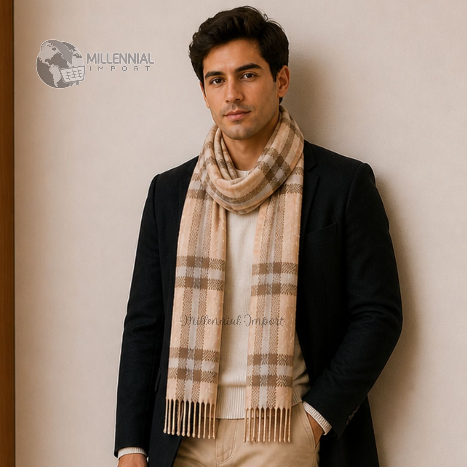 CHALINA ELEGANTE Y SUAVE MAXIBUFANDA UNISEX Y VERSÁTIL BEIGE - 7