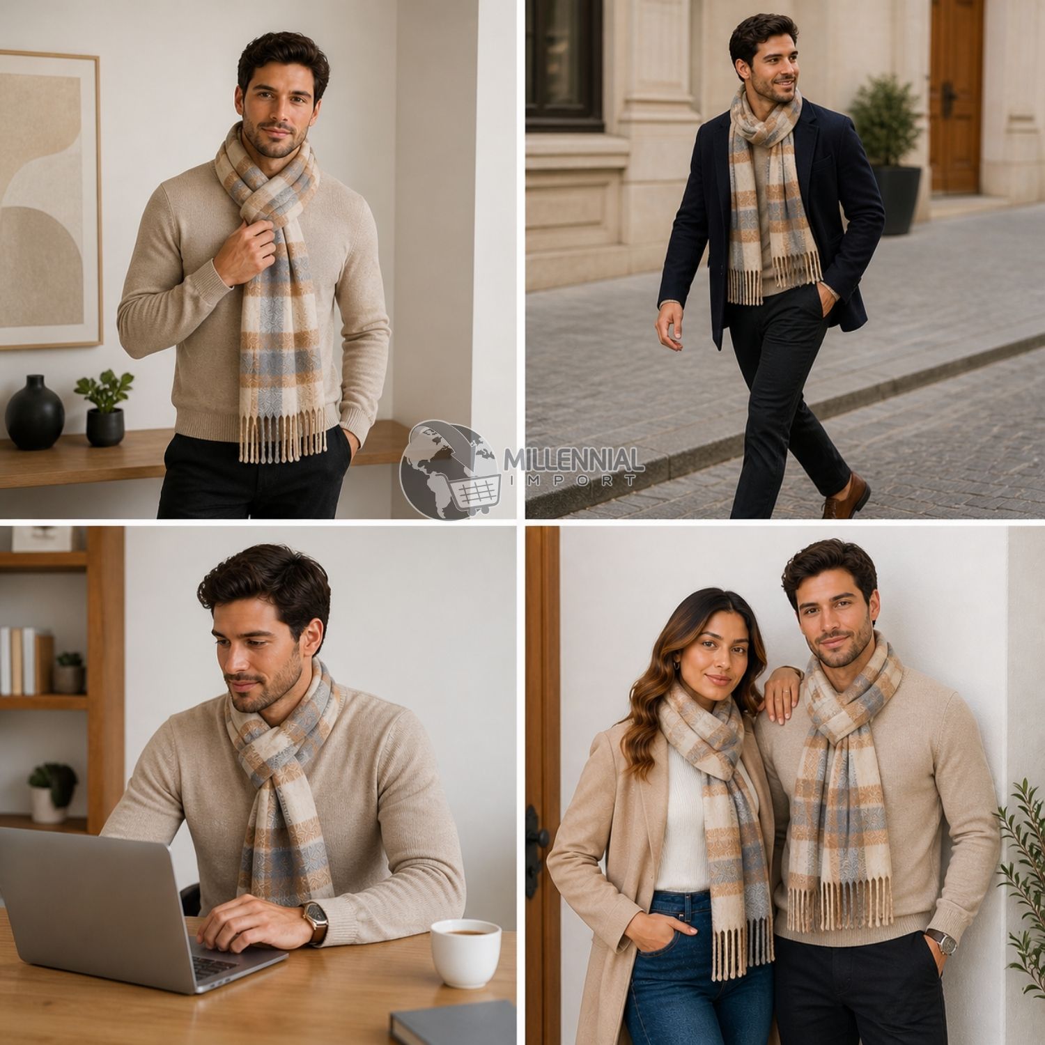 CHALINA ELEGANTE Y SUAVE MAXIBUFANDA UNISEX Y VERSÁTIL BEIGE - 9