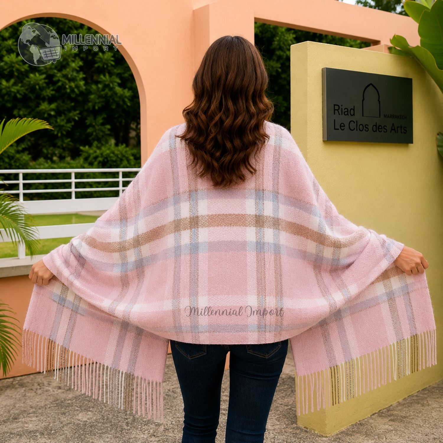 MAXIBUFANDA CHALINA COLORES SUAVES 185CM X 72CM PASHIMINA MUJER ELEGANTE ROSADO - 7