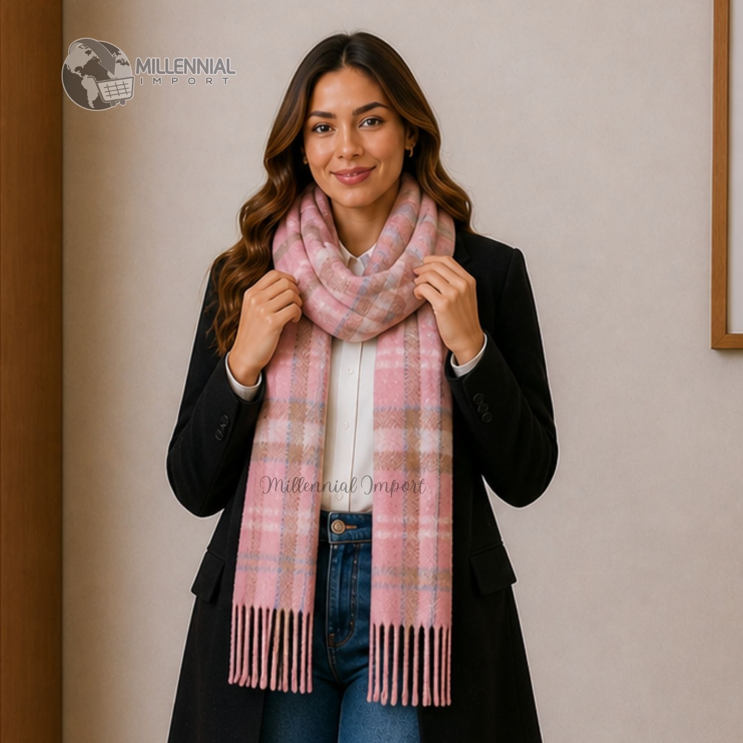 BUFANDA ABRIGADORA SUAVE MAXICHALINA PASHINA MUJER CASUAL ROSADO - 6