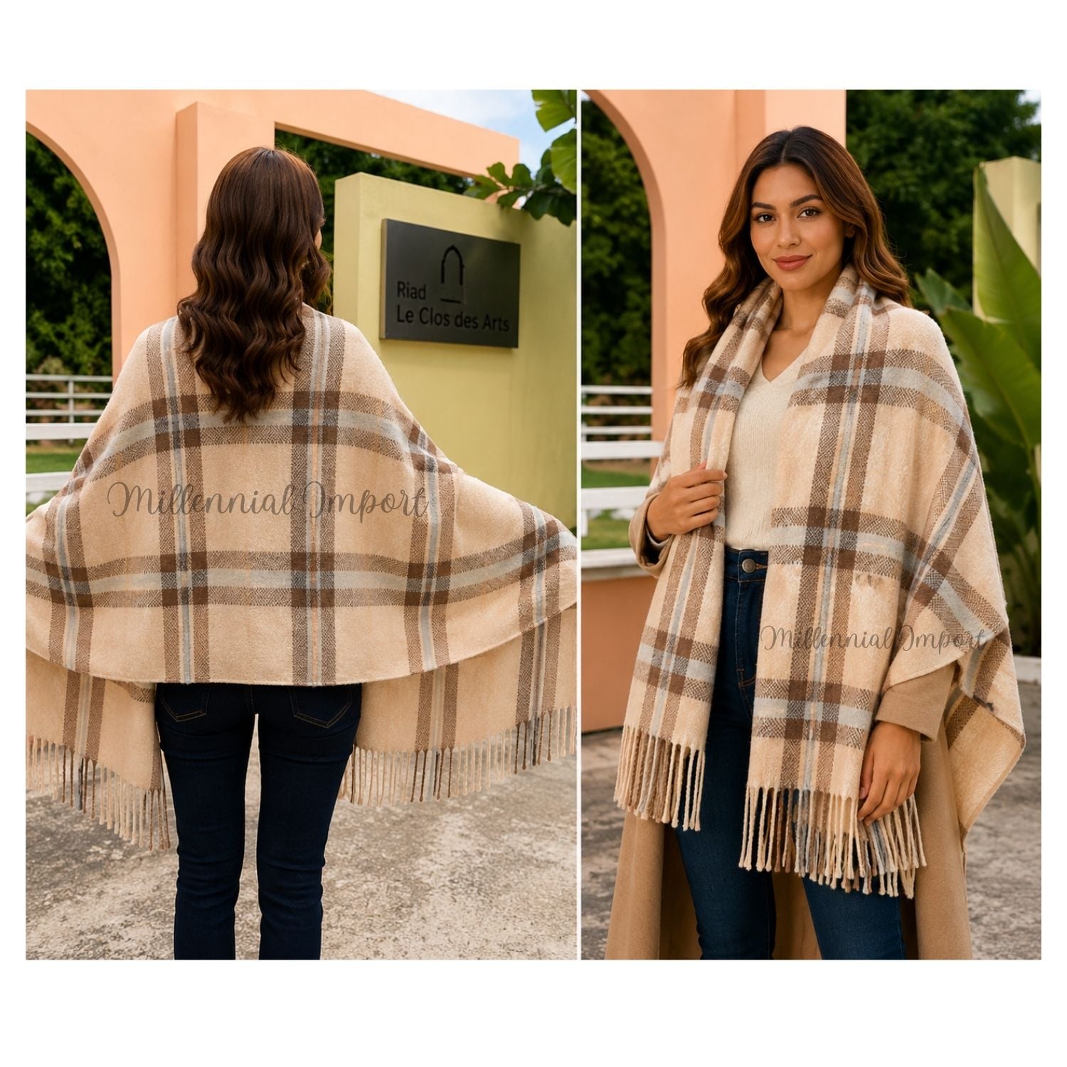 PASHMINA CHALINA ABRIGO INVIERNO MODELO MAXI BUFANDA 185CM X 72CM BEIGE - 5