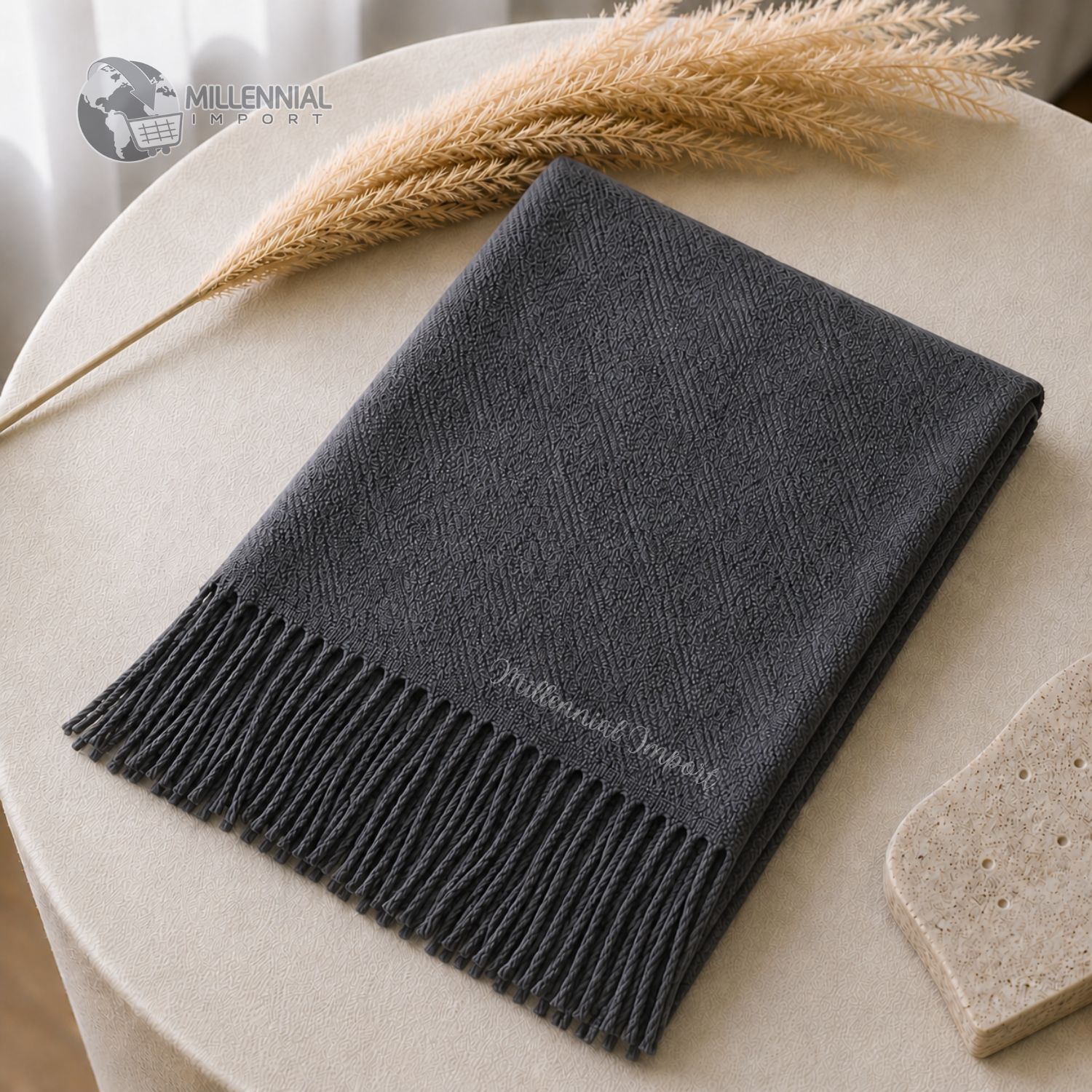 PASHMINA DISEÑO MODERNO ABRIGADOR BUFANDA 185CM X 72CM GRIS - 6