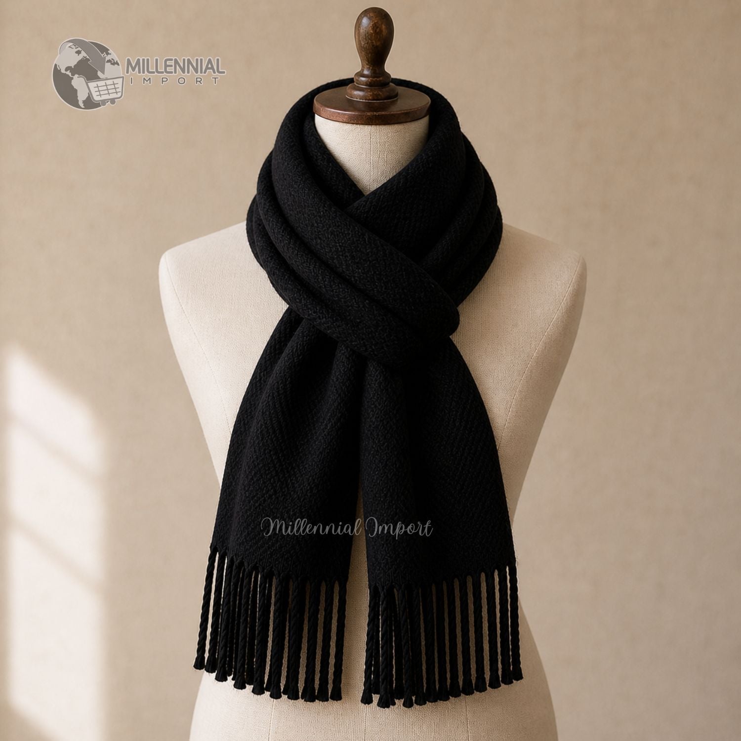 CHALINA UNISEX SUAVE Y ELEGANTE 185CM X 72CM PASHMINA NEGRO - 3