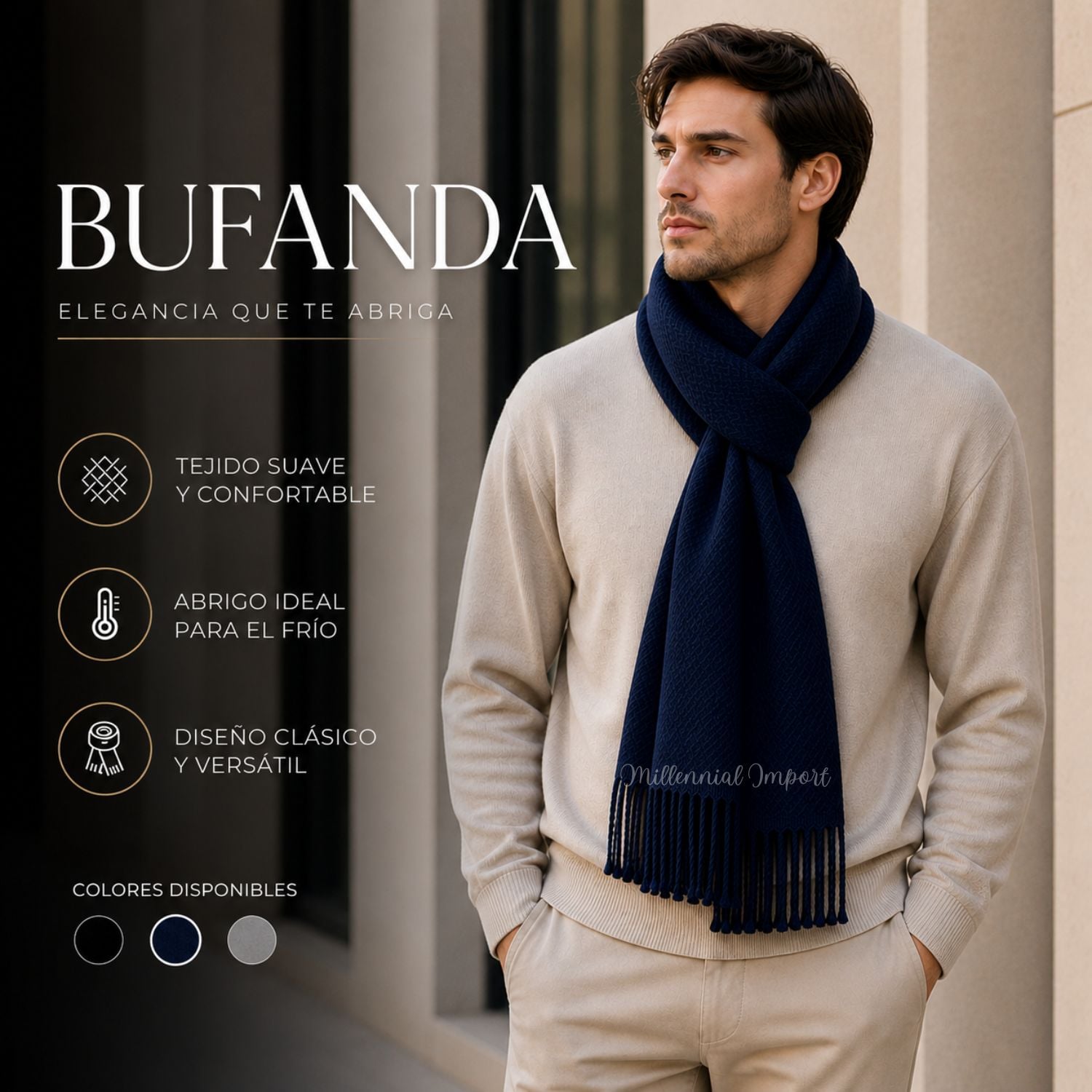 MAXI BUFANDA ELEGANTE CHALINA SUAVE ABRIGO DE INVIERNO AZUL - 1