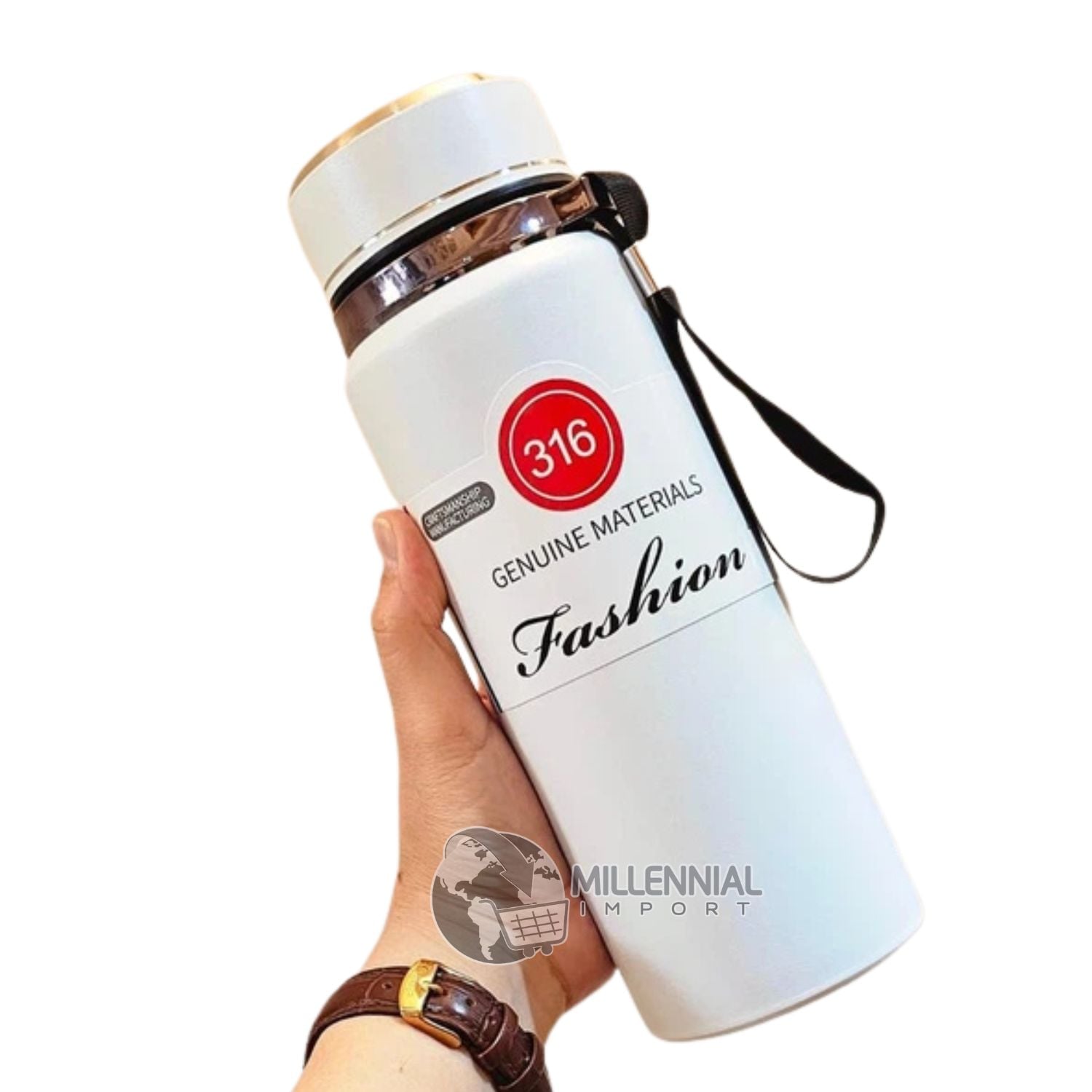 TERMO TOMATODO DE ACERO INOXIDABLE DE 1 LITRO COLOR BLANCO - 1