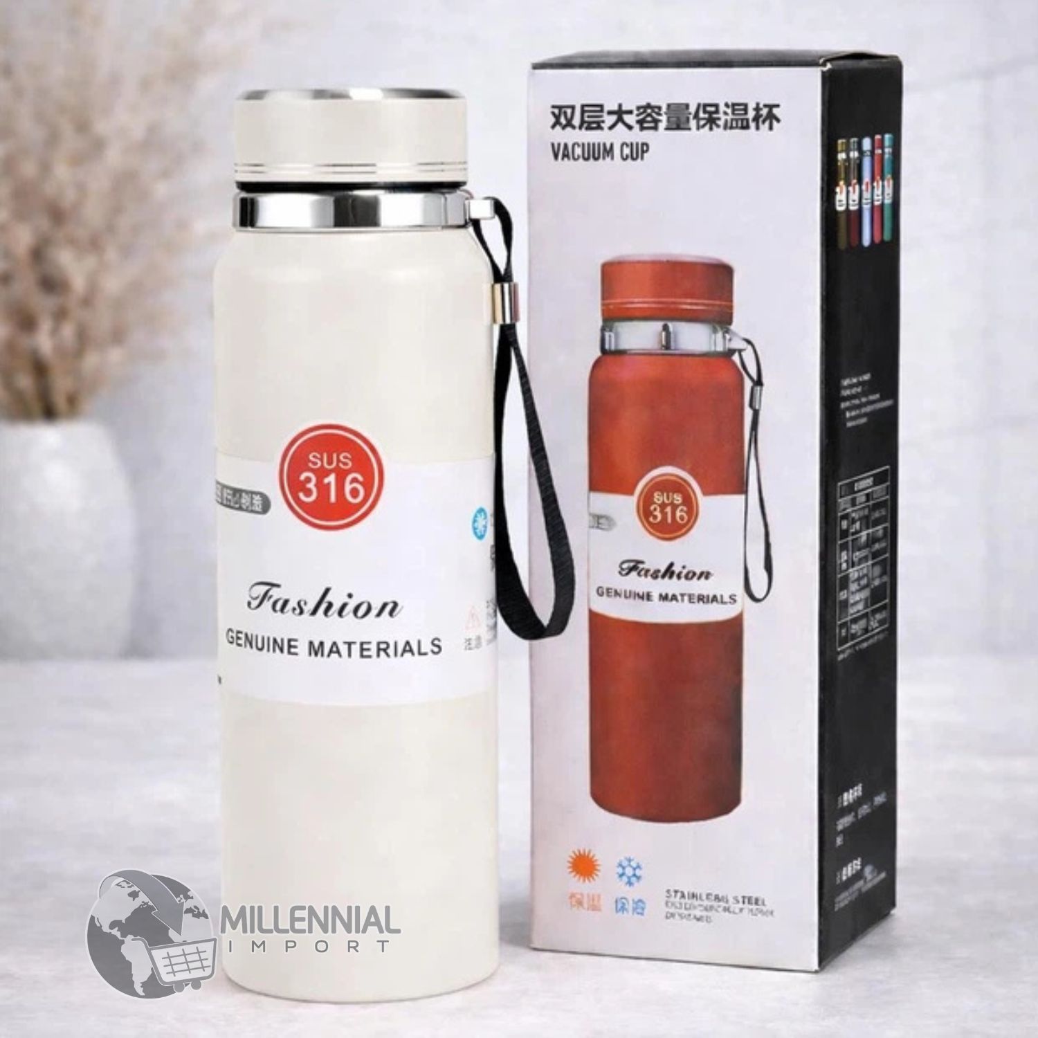 TERMO TOMATODO DE ACERO INOXIDABLE DE 1 LITRO COLOR BLANCO - 7