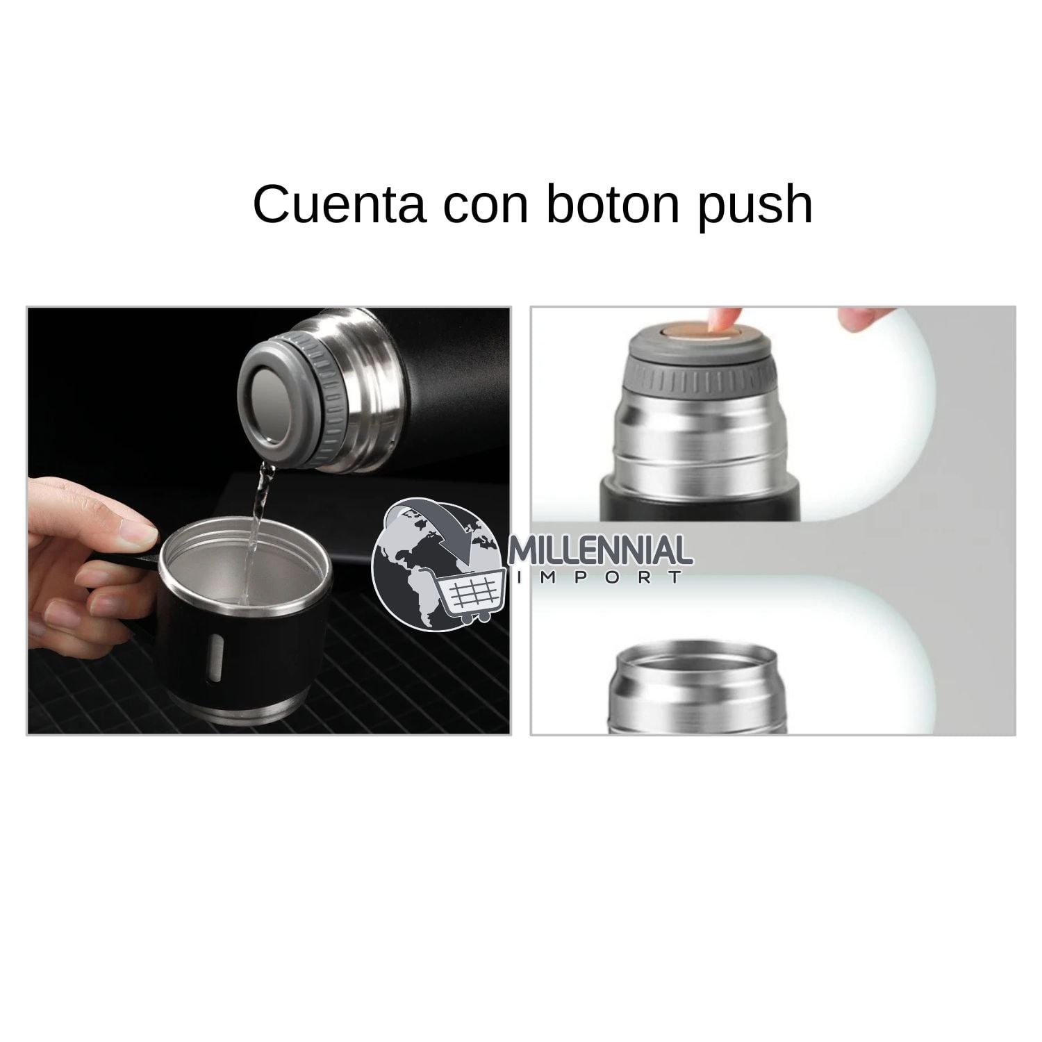TERMO CON 3 TAZAS DE 500 ML CON BOTÓN PUSH  PARA OFICINA DE 500ML COLOR ROSADO - 9