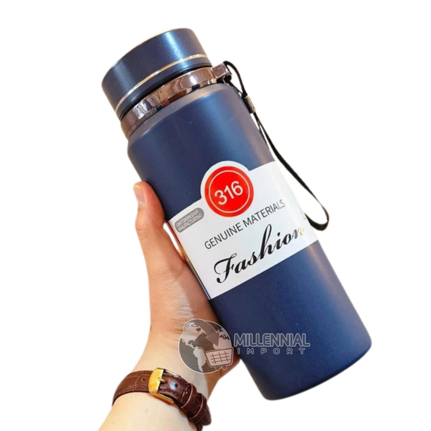 TERMO TÉRMICO DE ACERO INOXIDABLE DE 1 LITRO PARA VIAJES Y TRABAJO COLOR AZUL - 1