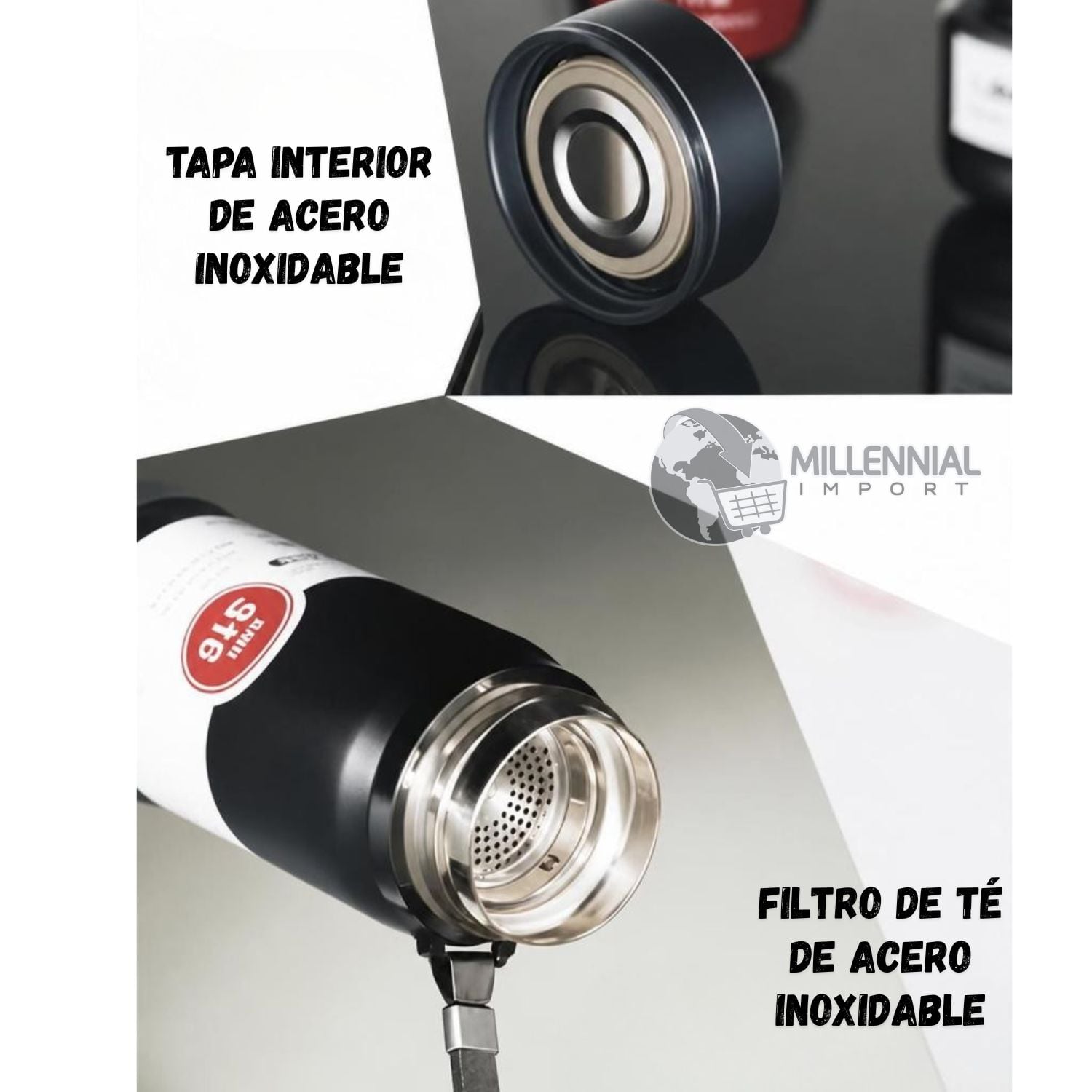 TERMO TÉRMICO DE ACERO INOXIDABLE DE 1 LITRO PARA VIAJES Y TRABAJO COLOR AZUL - 2