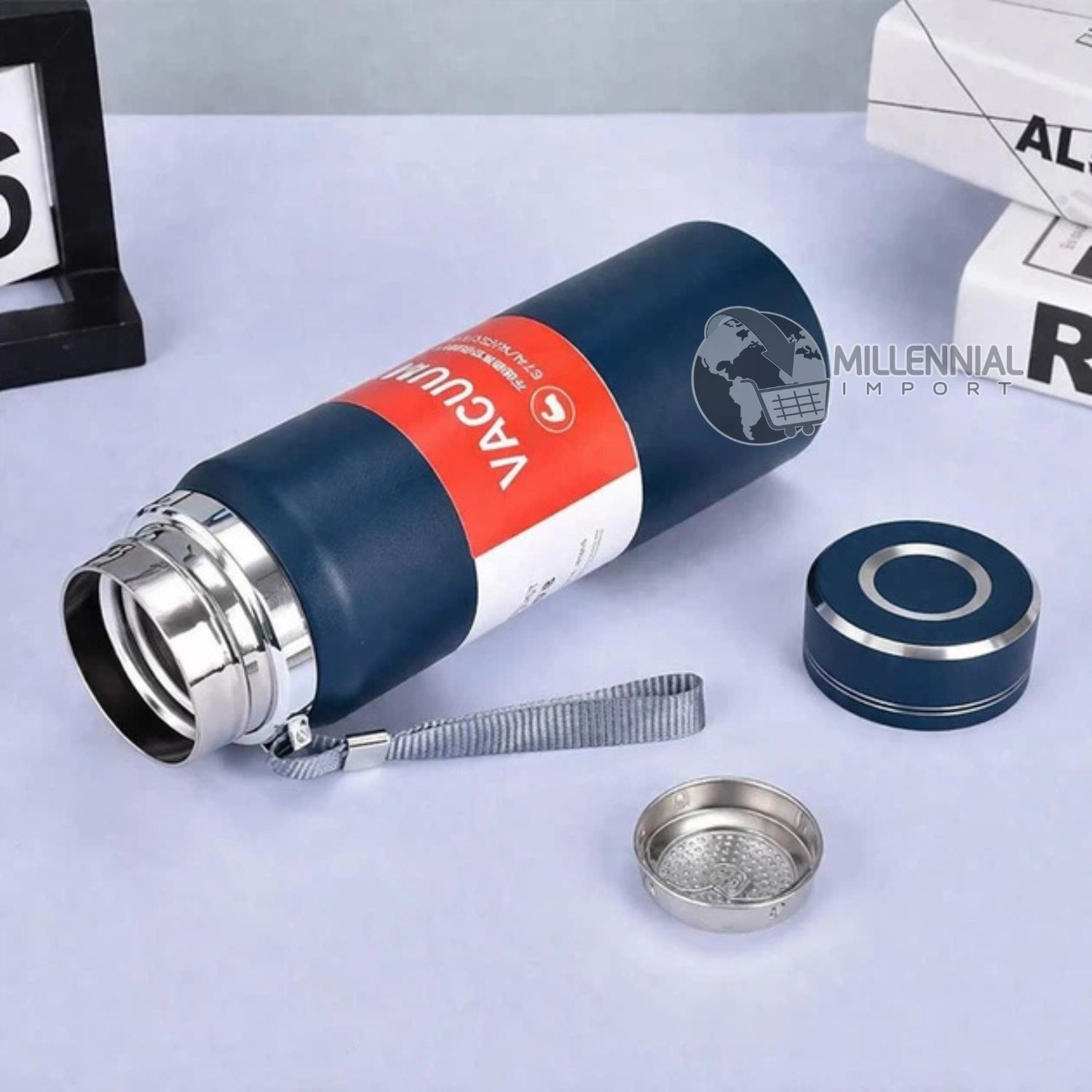 TERMO TÉRMICO DE ACERO INOXIDABLE DE 1 LITRO PARA VIAJES Y TRABAJO COLOR AZUL - 6