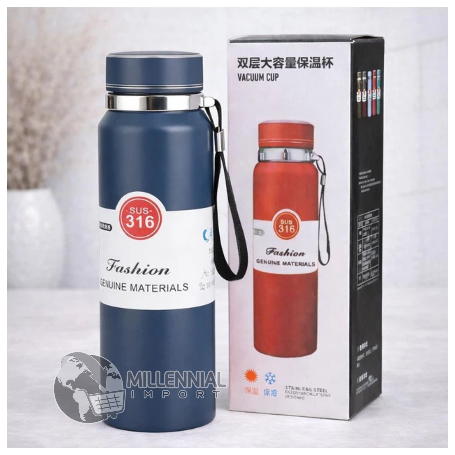 TERMO TÉRMICO DE ACERO INOXIDABLE DE 1 LITRO PARA VIAJES Y TRABAJO COLOR AZUL - 9