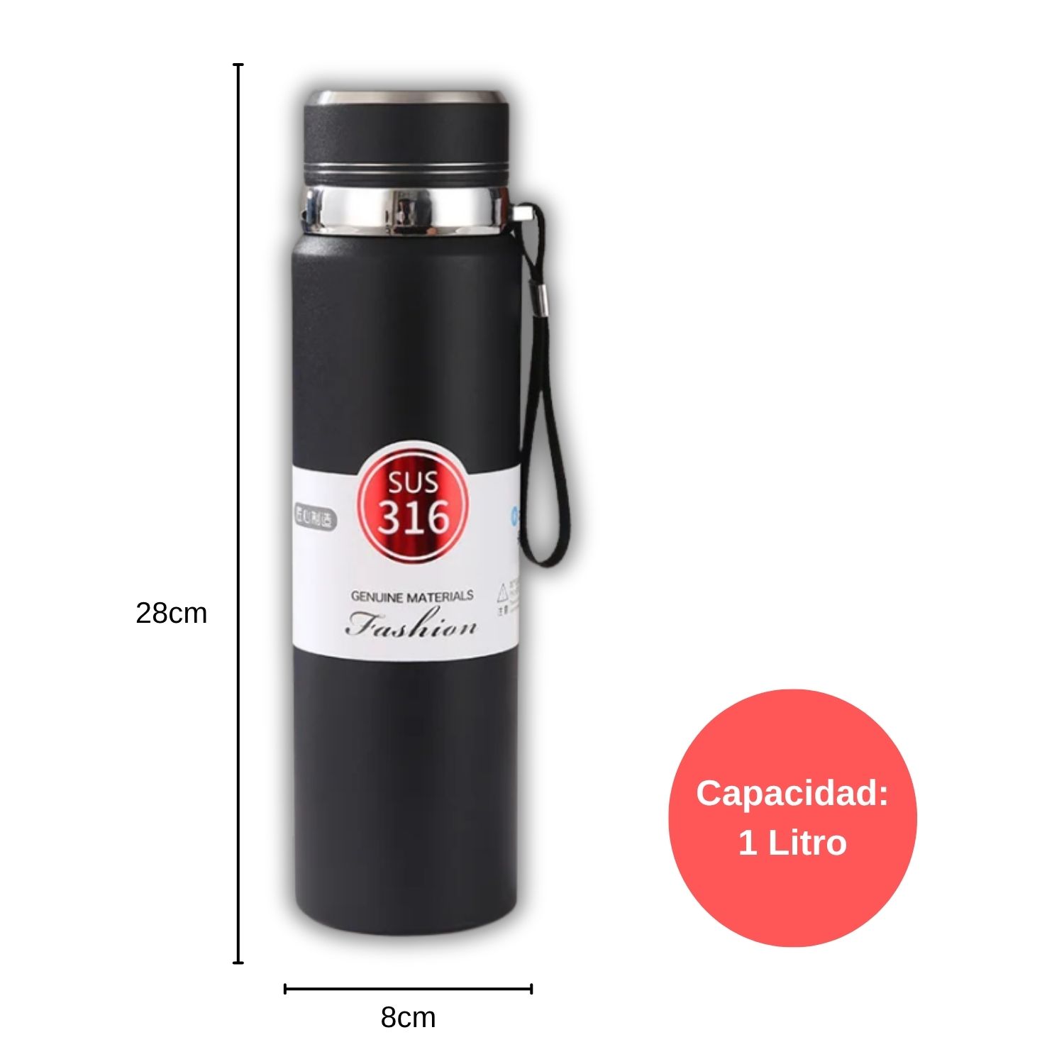 TERMO DE ACERO INOXIDABLE DE 1LITRO CON FILTRO PARA INFUSIONES COLOR ALEATORIO - 10