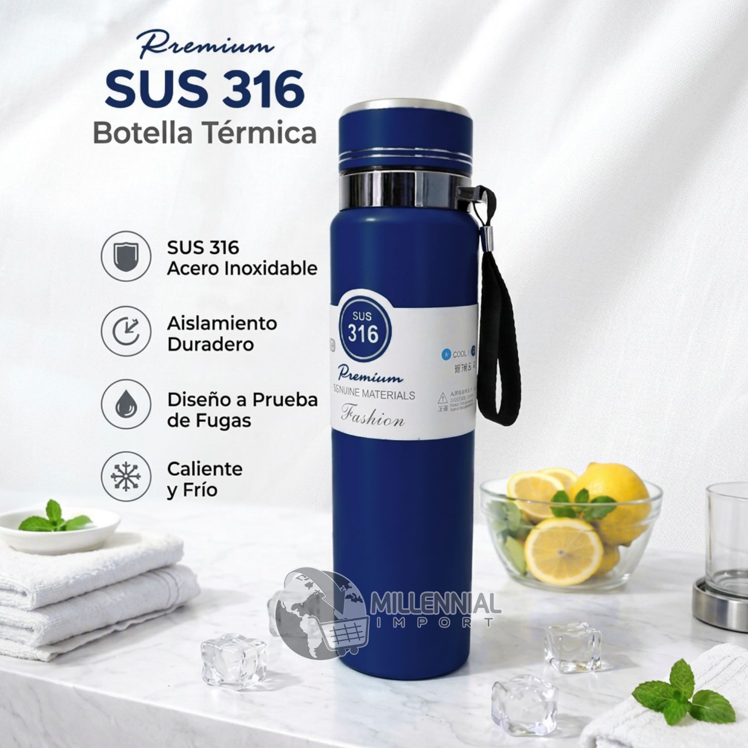 TERMO DE ACERO INOXIDABLE DE 1LITRO CON FILTRO PARA INFUSIONES COLOR ALEATORIO - 3