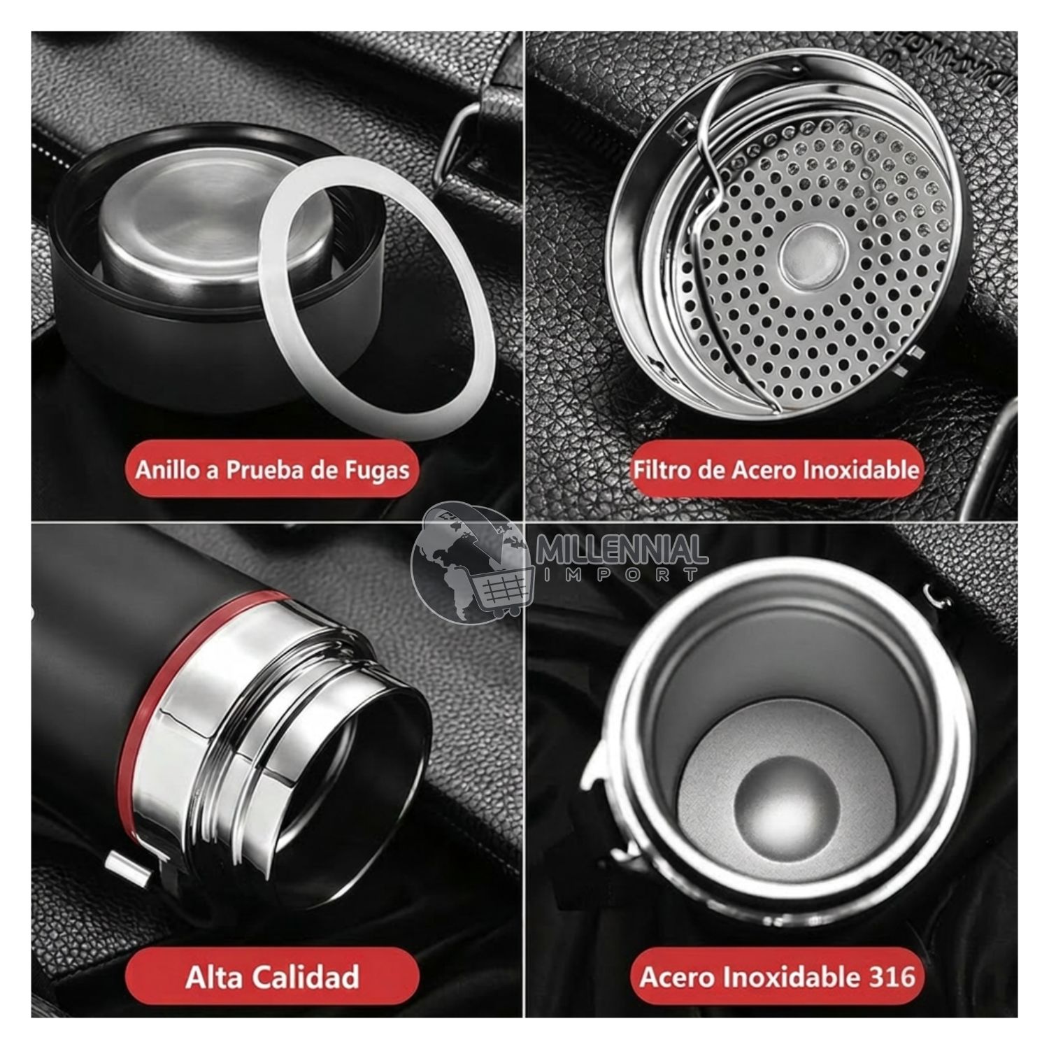 TERMO DE ACERO INOXIDABLE DE 1LITRO CON FILTRO PARA INFUSIONES COLOR ALEATORIO - 4