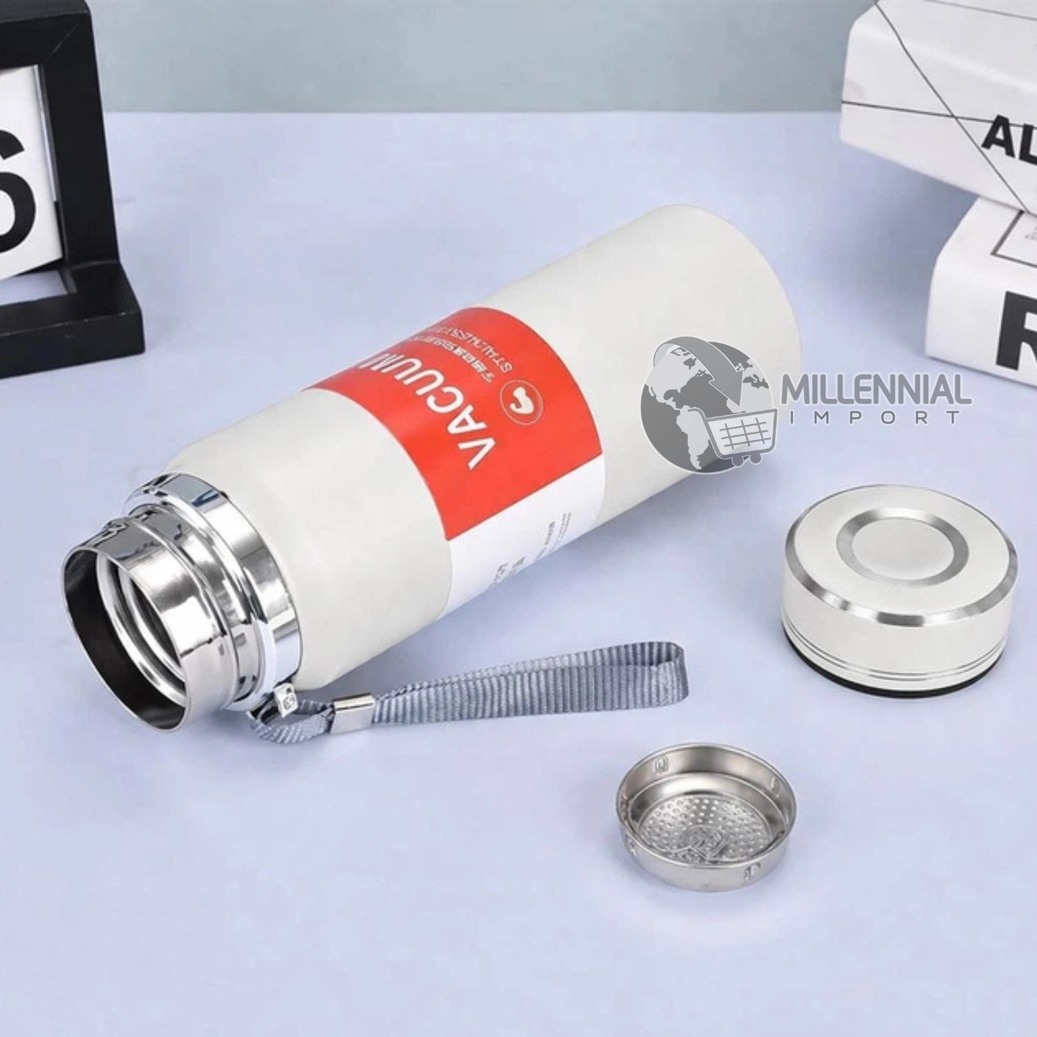 TERMO DE ACERO INOXIDABLE DE 1LITRO CON FILTRO PARA INFUSIONES COLOR ALEATORIO - 9