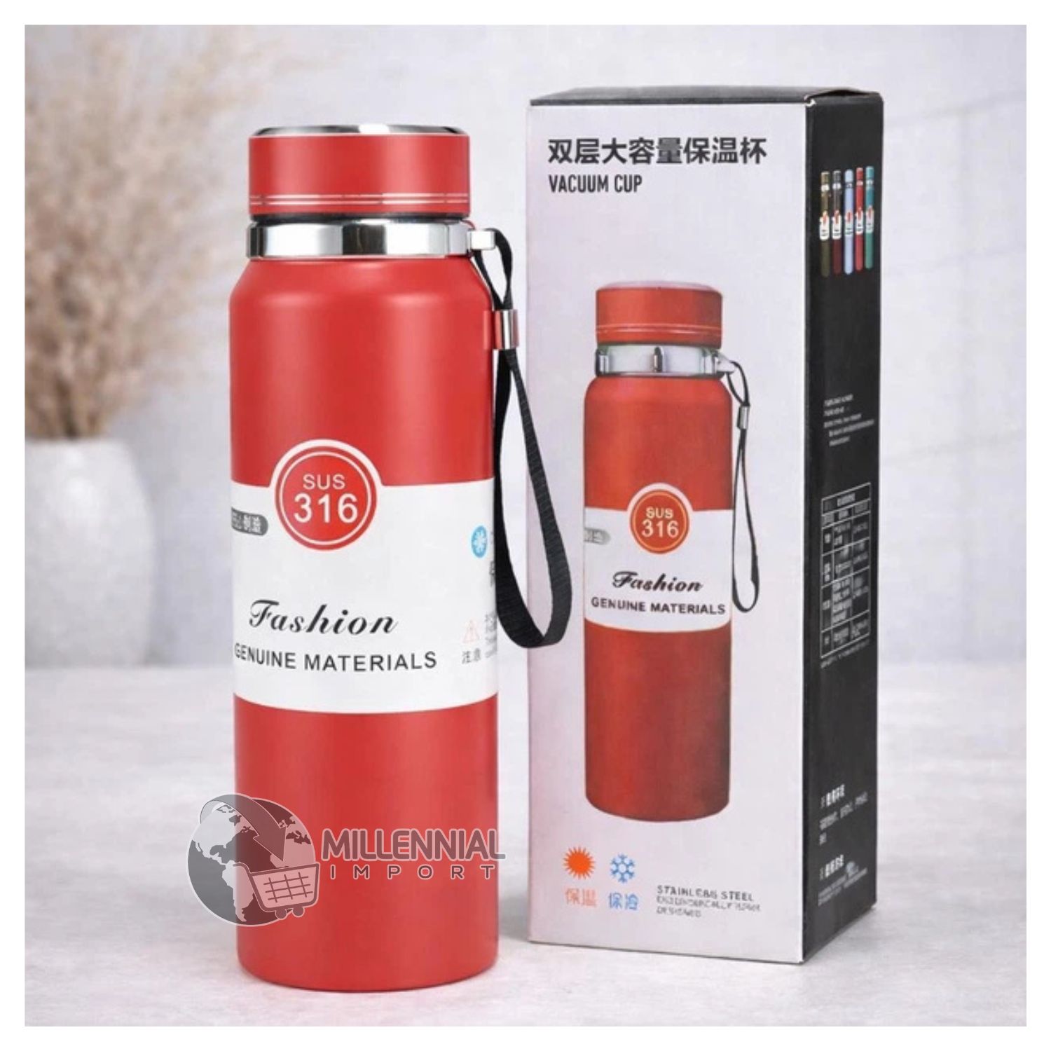 TERMO DE ACERO INOXIDABLE DE 1LITRO CON FILTRO PARA INFUSIONES COLOR ROJO - 9