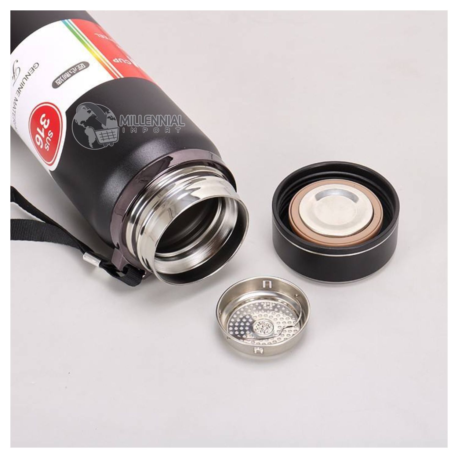 TERMO PREMIUM DE ACERO INOXIDABLE DE 1 LITRO COLOR NEGRO - 2