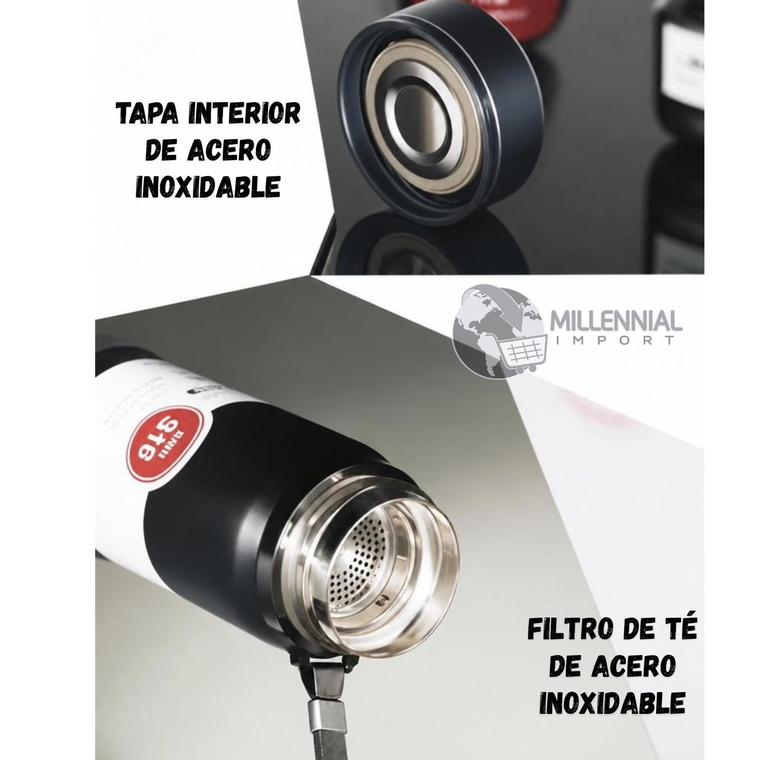 TERMO PREMIUM DE ACERO INOXIDABLE DE 1 LITRO COLOR NEGRO - 3