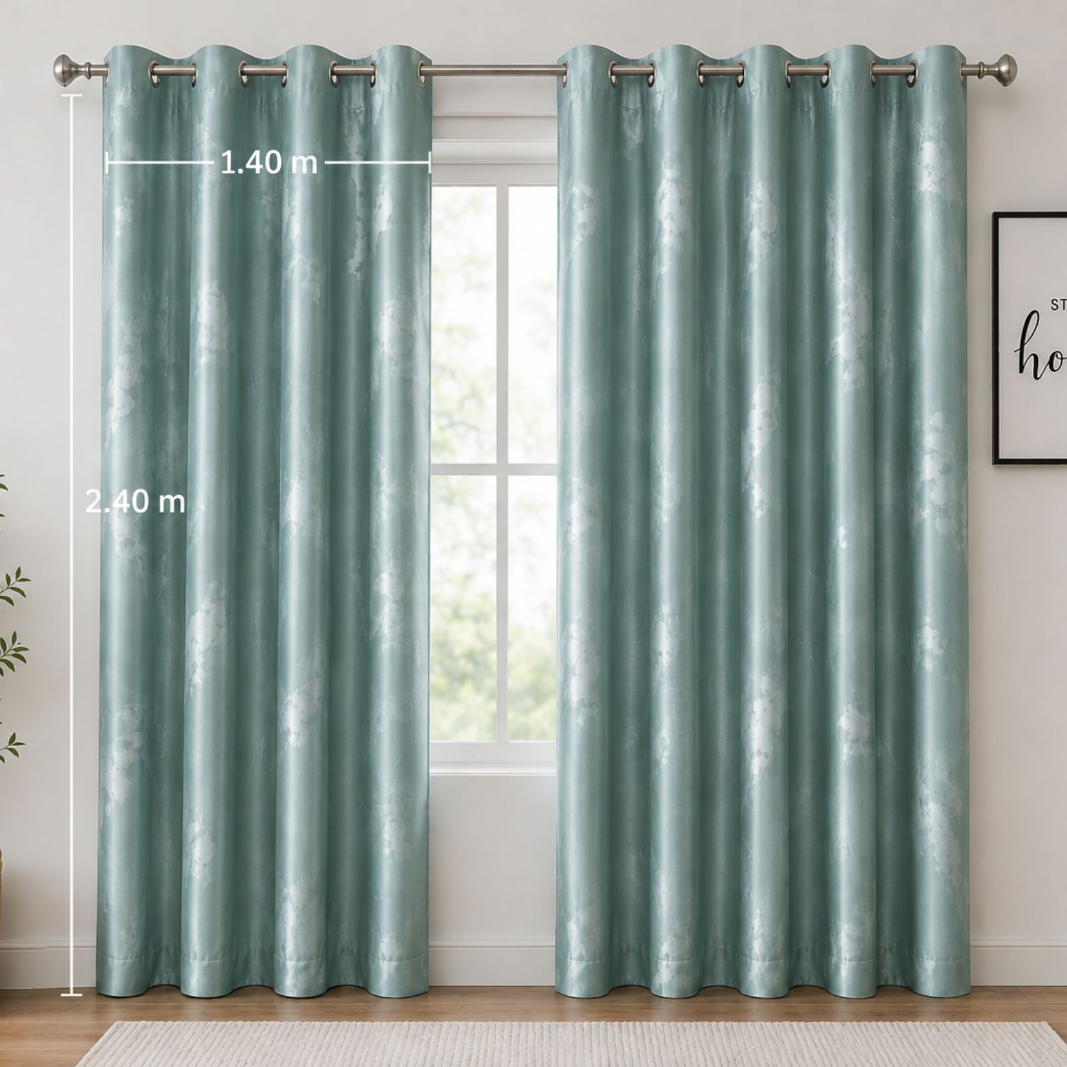 CORTINA VERDE BRILLANTE DE 2 PAÑOS PARA SALA Y DORMITORIO CON ARGOLLAS METÁLICAS - 4
