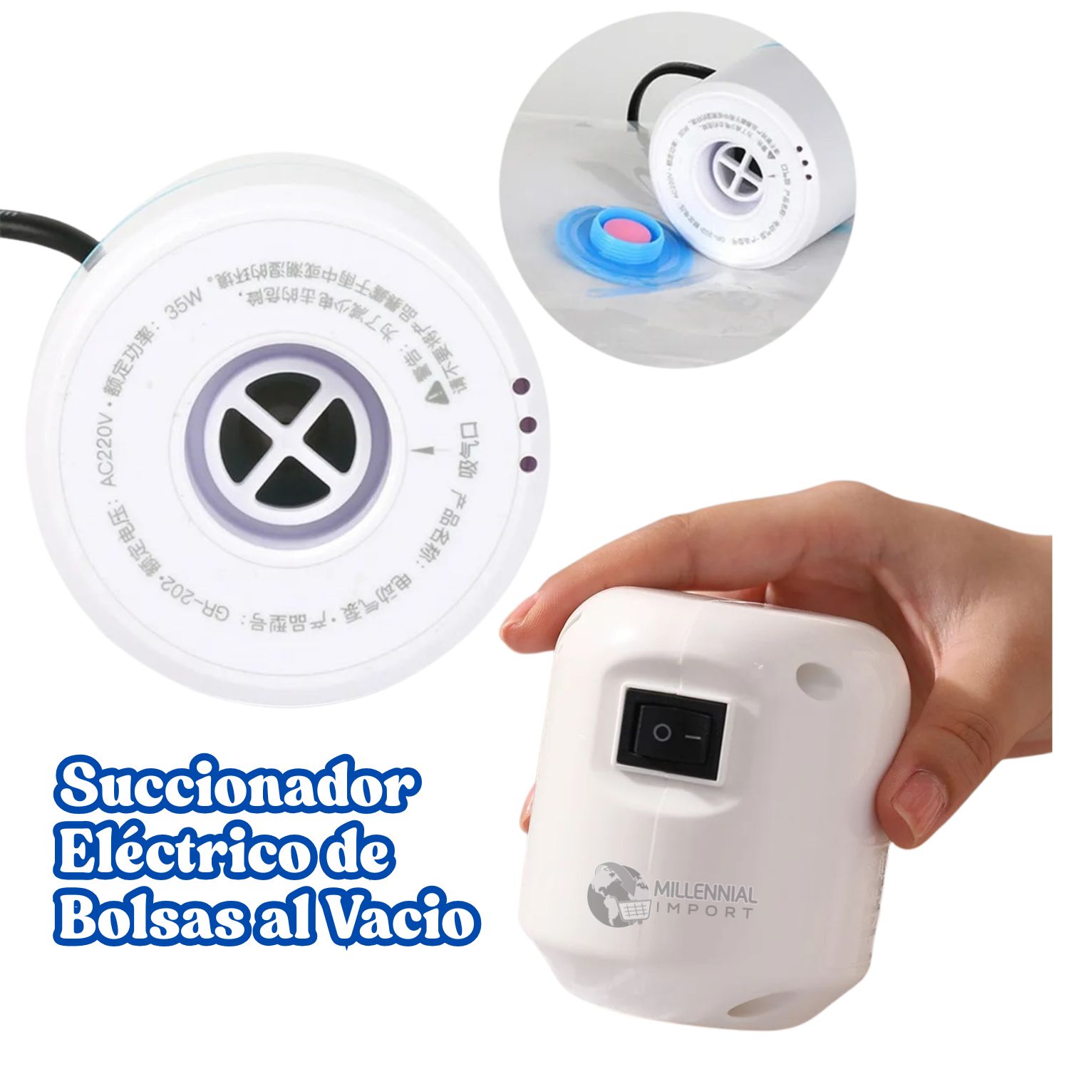 BOMBA DE SUCCIÓN DE AIRE ELÉCTRICA Y PORTÁTIL PARA BOLSAS AL VACIO - 1