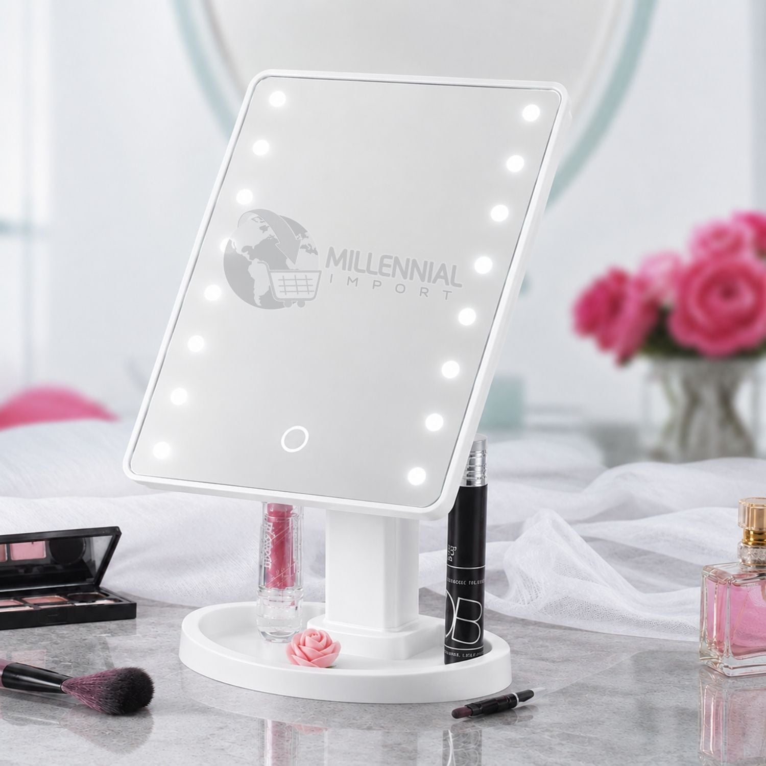 ESPEJO LED TÁCTIL DE MAQUILLAJE CON 16 LUCES LED COLOR BLANCO - 1