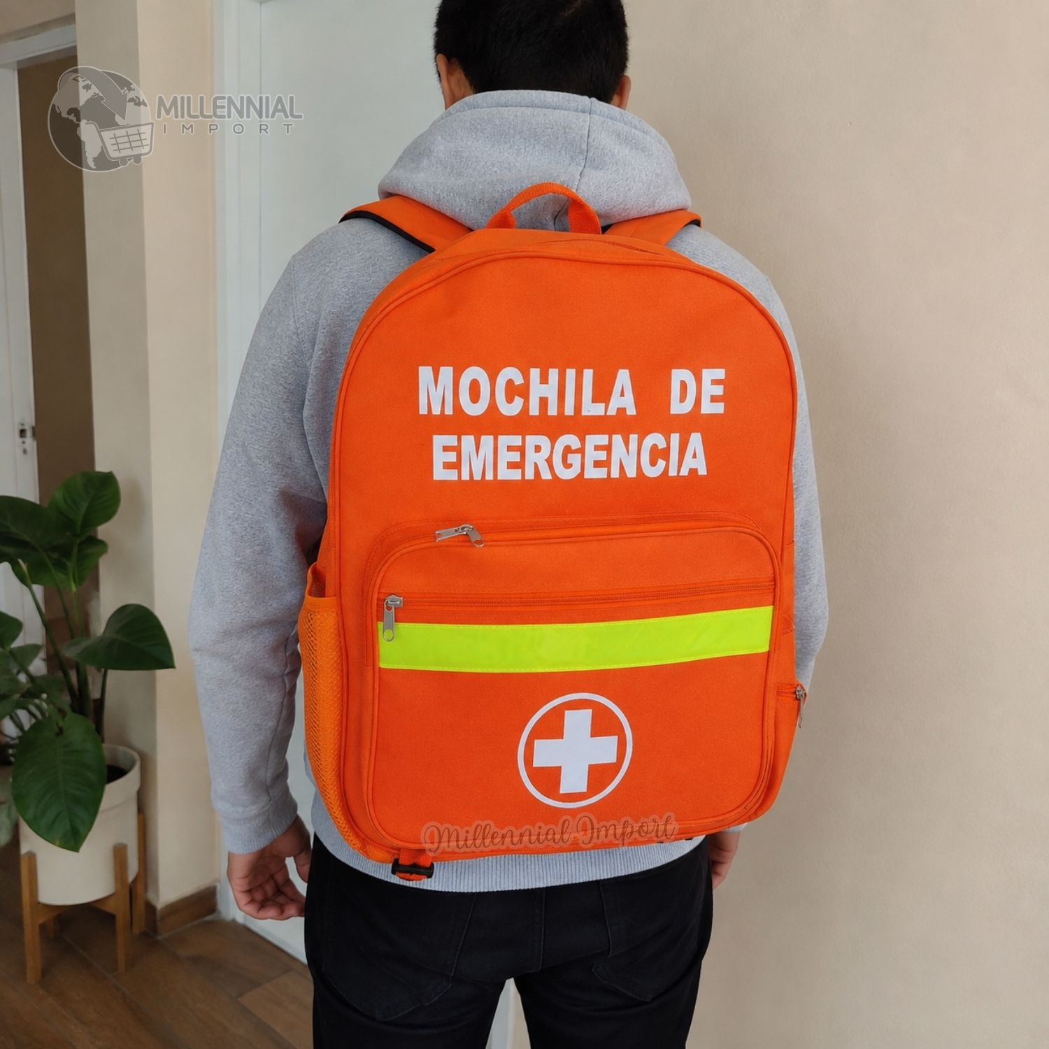 MOCHILA DE EMERGENCIA GRANDE CON 5 COMPARTIMENTOS Y CINTA REFLECTIVA - 8