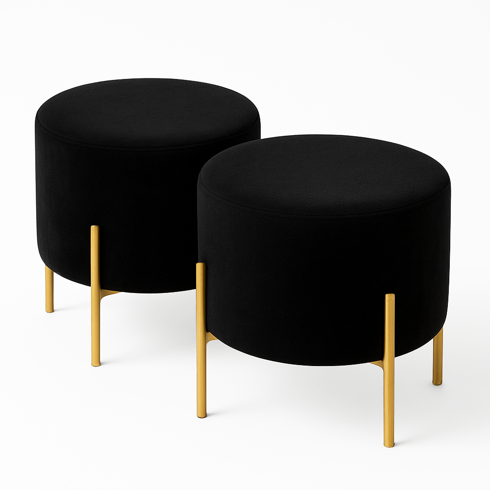 JUEGO POUF HAPPY HOME CANDY GOLD 35CM NEGRO - 1