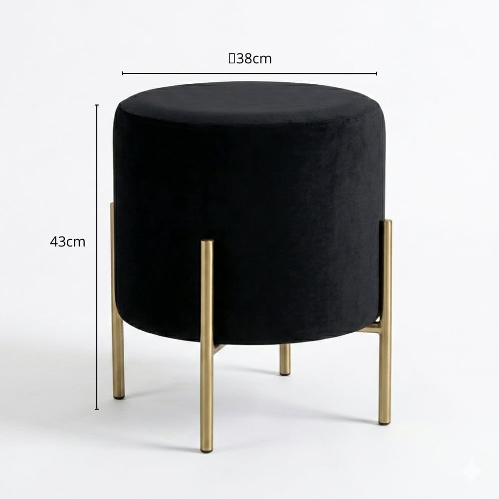 JUEGO POUF HAPPY HOME CANDY GOLD 35CM NEGRO - 2