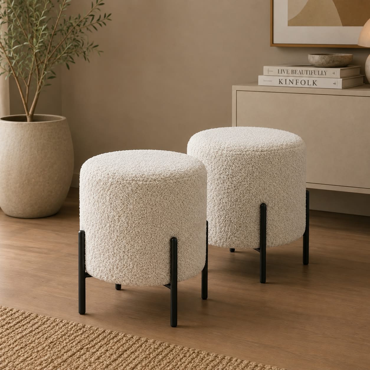 JUEGO POUF HAPPY HOME CANDY CLASSIC OVEJA BEIGE - 1