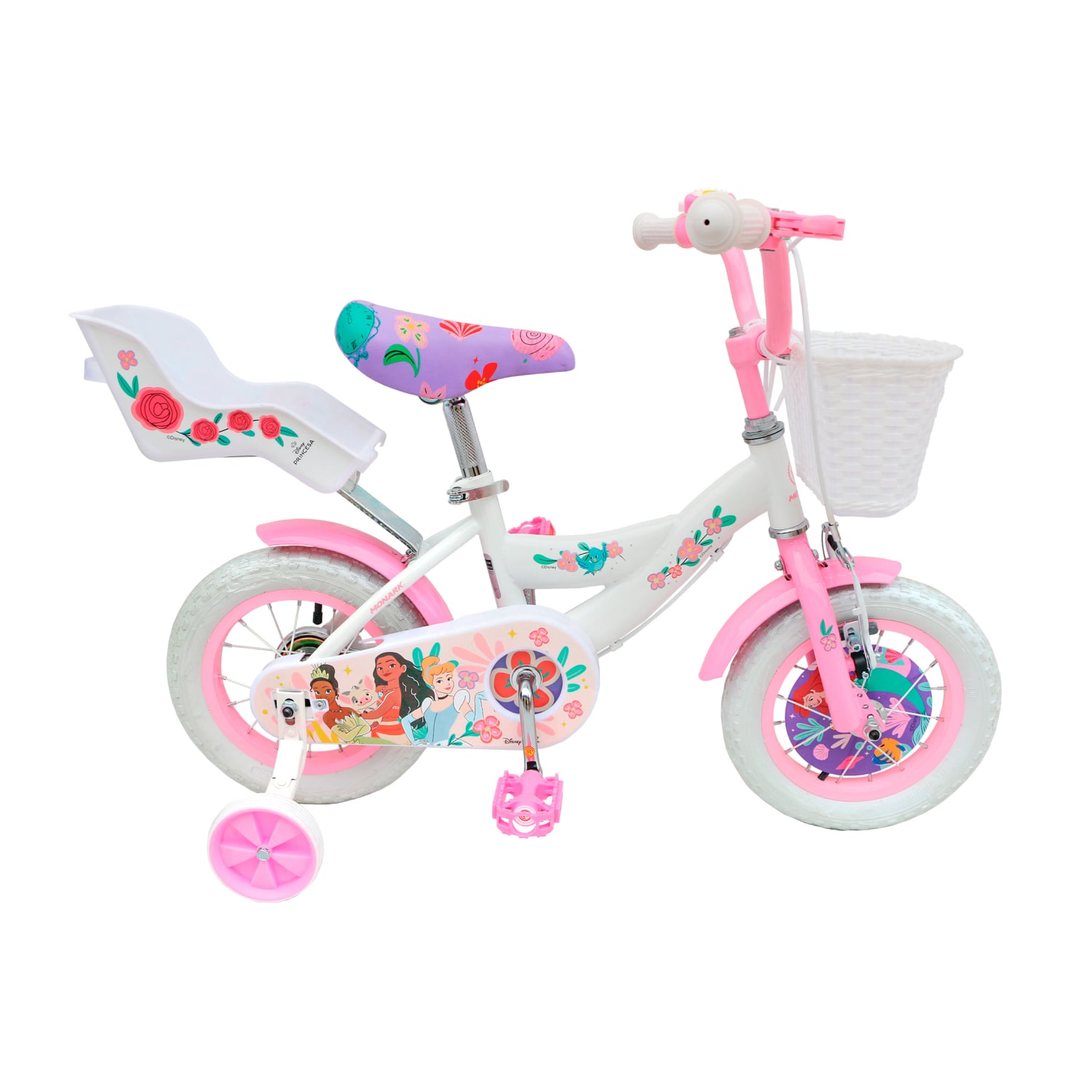 BICICLETA MONARK PRINCESAS ARO 12 BLANCO ROSADO - 1