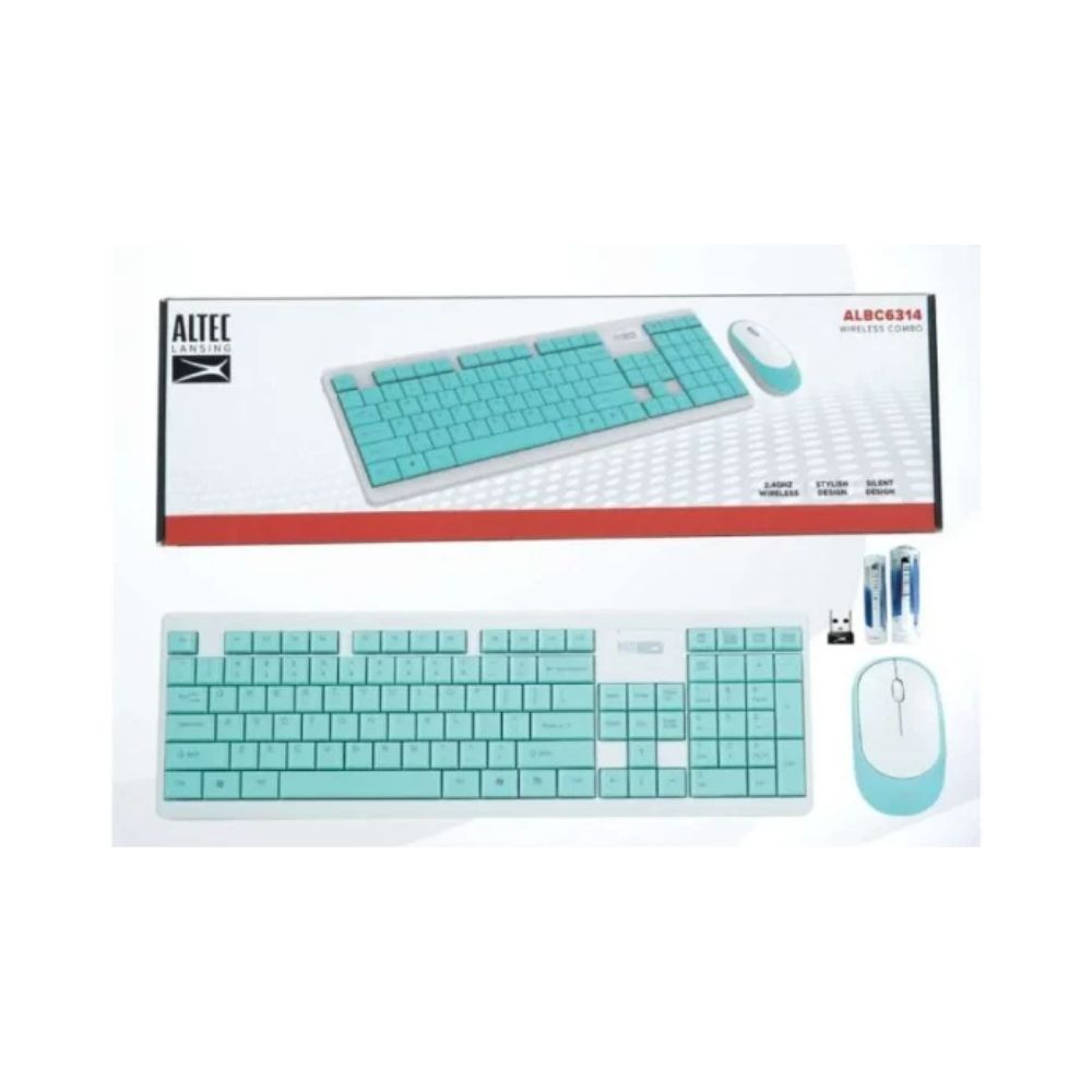 COMBO INALAMBRICO ALTEC TECLADO Y MOUSE ALBC6314/C - USB - CELESTE - 2