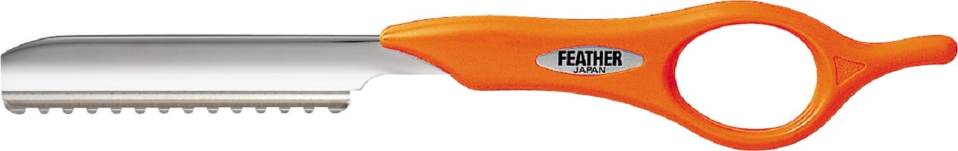 FEATHER NAVAJA JAPONESA DE CORTE NARANJA - 1