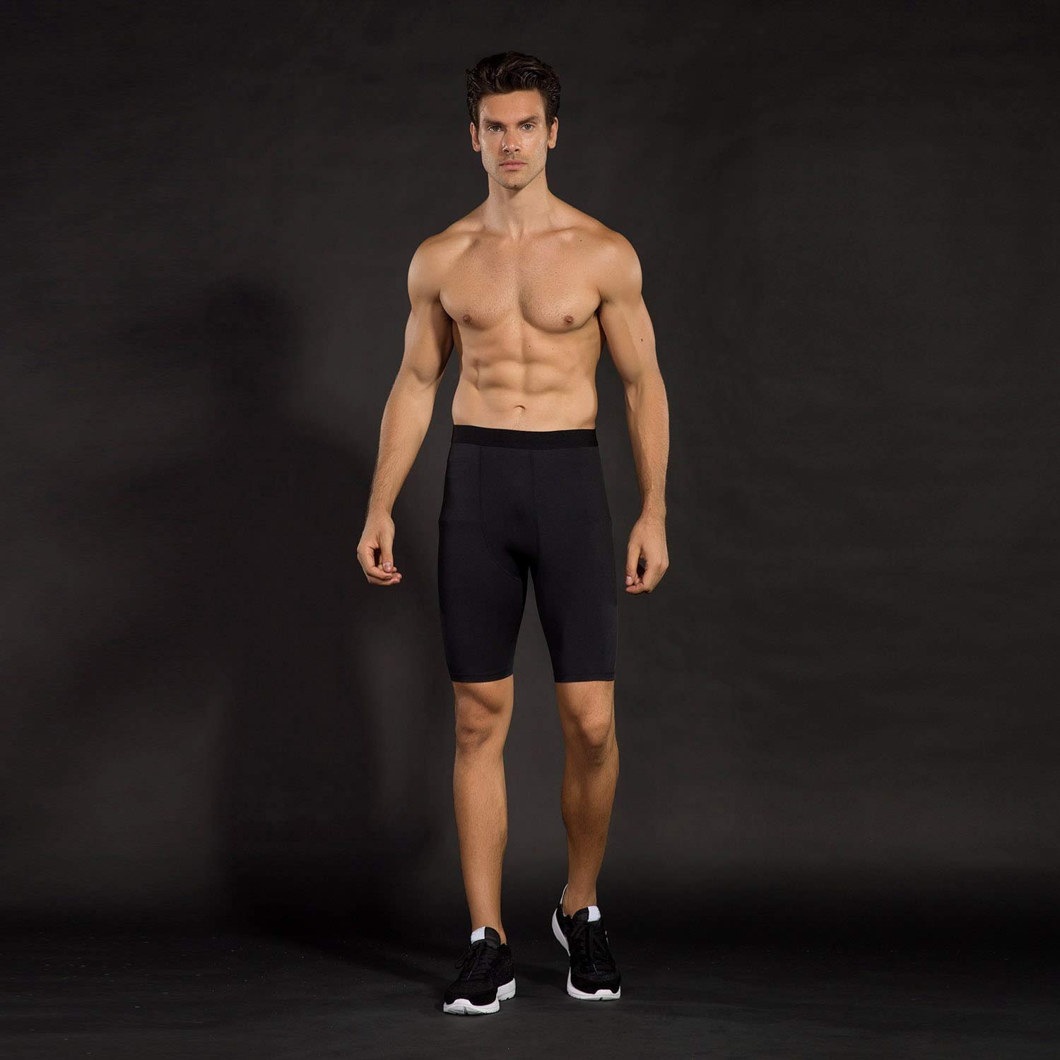 SHORT DEPORTIVO DE COMPRESIÓN PARA HOMBRES, CALENTADOR LICRADO FITNESS FUTBOL GIMNASIO - 2