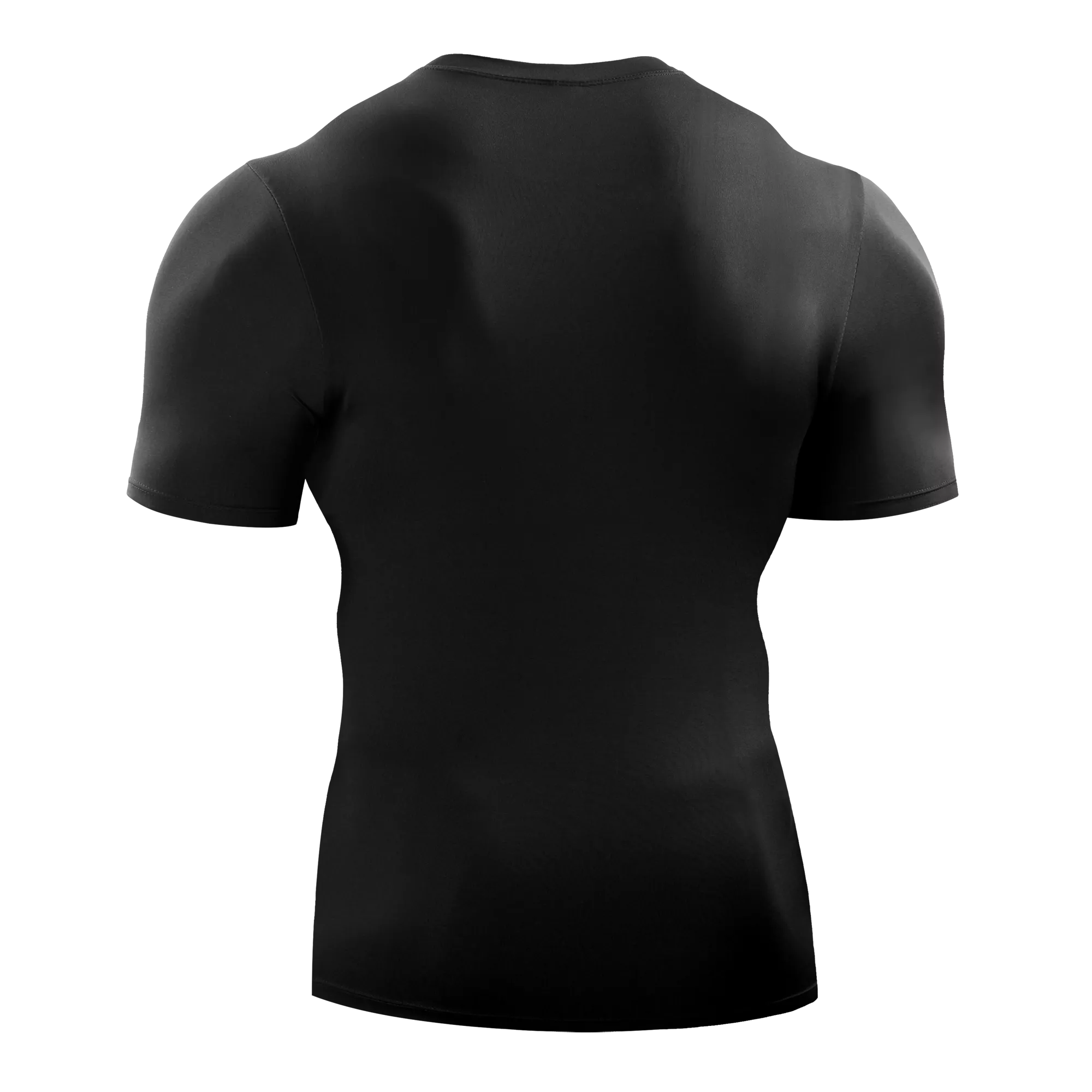 POLO DEPORTIVO FÚTBOL HOMBRE MANGA CORTA LICRA NEGRO COMPRESIÓN FITNESS GIMNASIO - 3