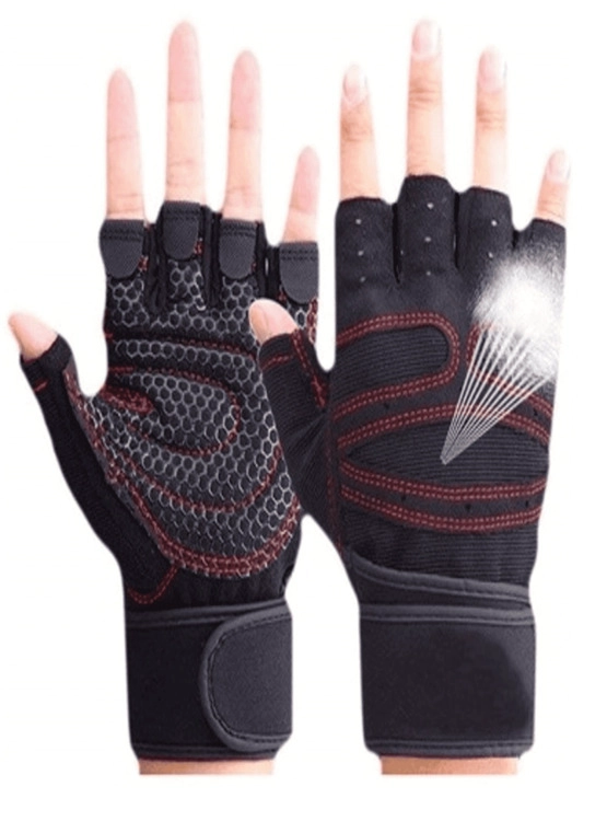 GUANTES DEPORTIVOS ALPHA GYM NEGRO ENTRENAMIENTO ANTIDESLIZANTES CON MUÑEQUERA REFUERZO - 2