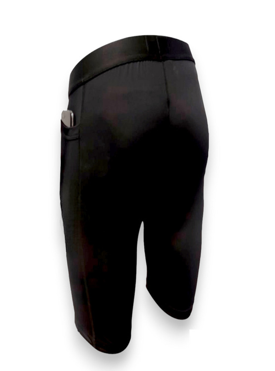 SHORT DE ALTA COMPRESIÓN PORTA CELULAR LICRA DE ENTRENAMIENTO WORKOUT NEGRO - 4