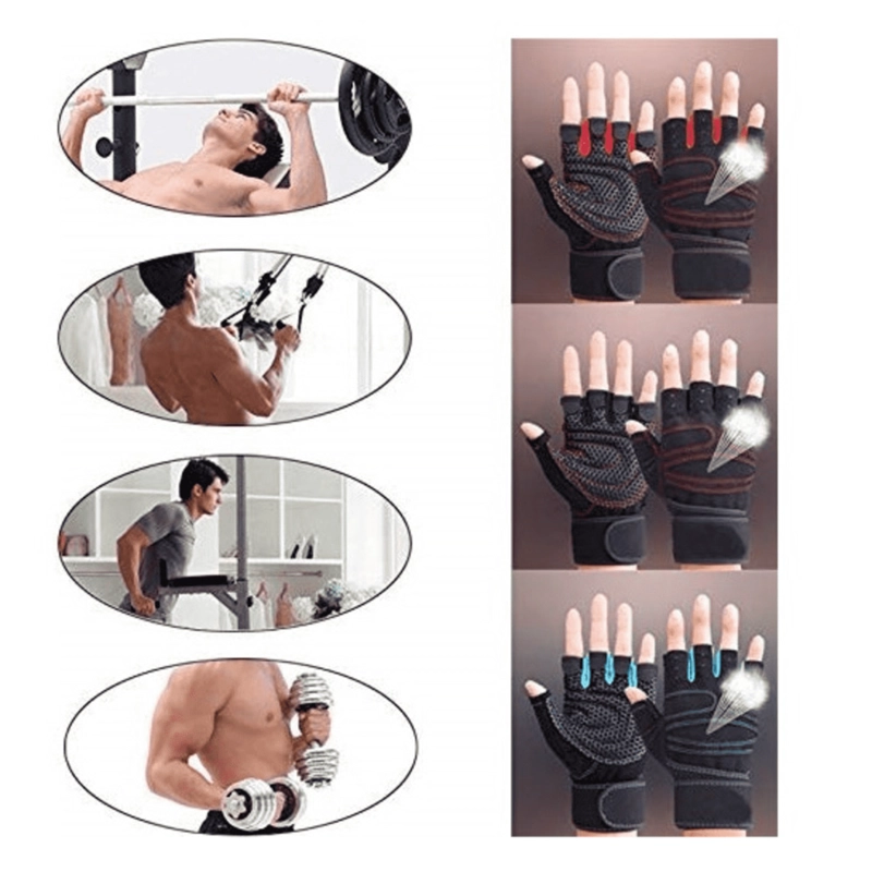 GUANTES DEPORTIVOS DE ENTRENAMIENTO ANTIDESLIZANTES CON MUÑEQUERA DE REFUERZO - 3